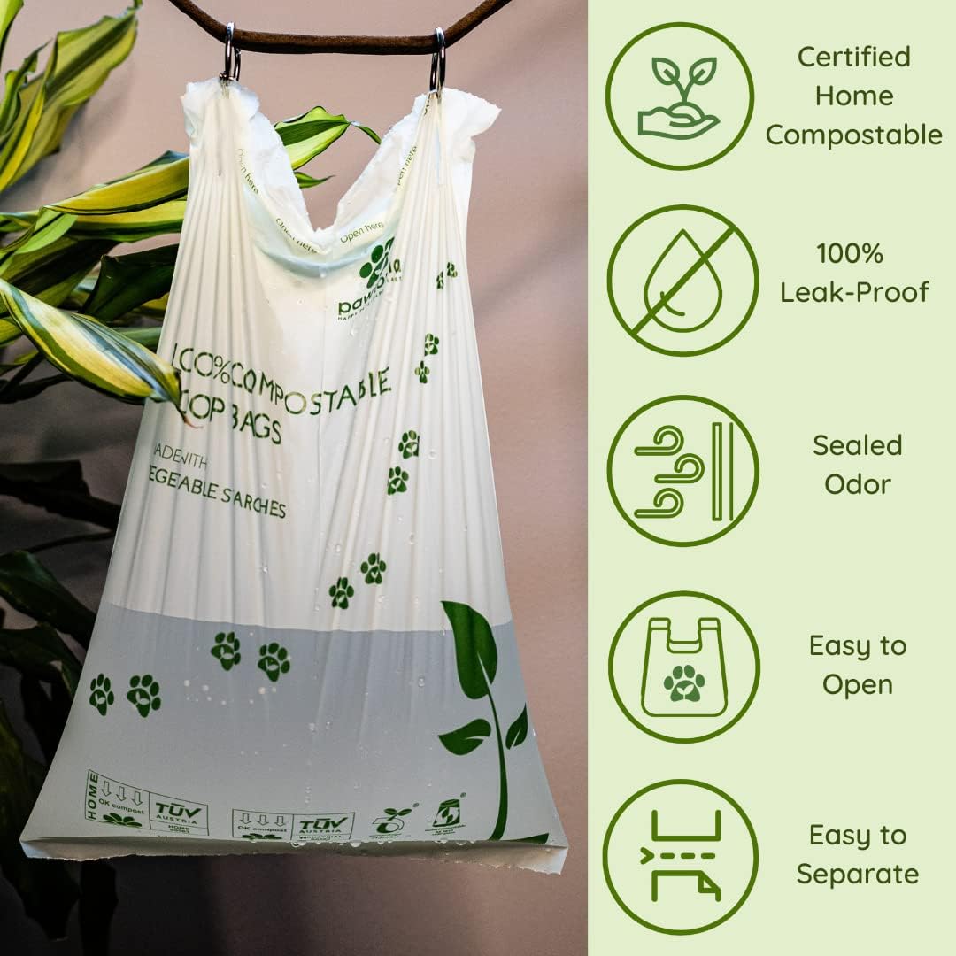 Pawtria Certified Home Compostable Dog Poop Bags (120), Poop Bags for Dogs, Cat Litter, Vegetable Starches, Dog Waste Bags, Leakproof, Easy to Open, Give Back - Image 2