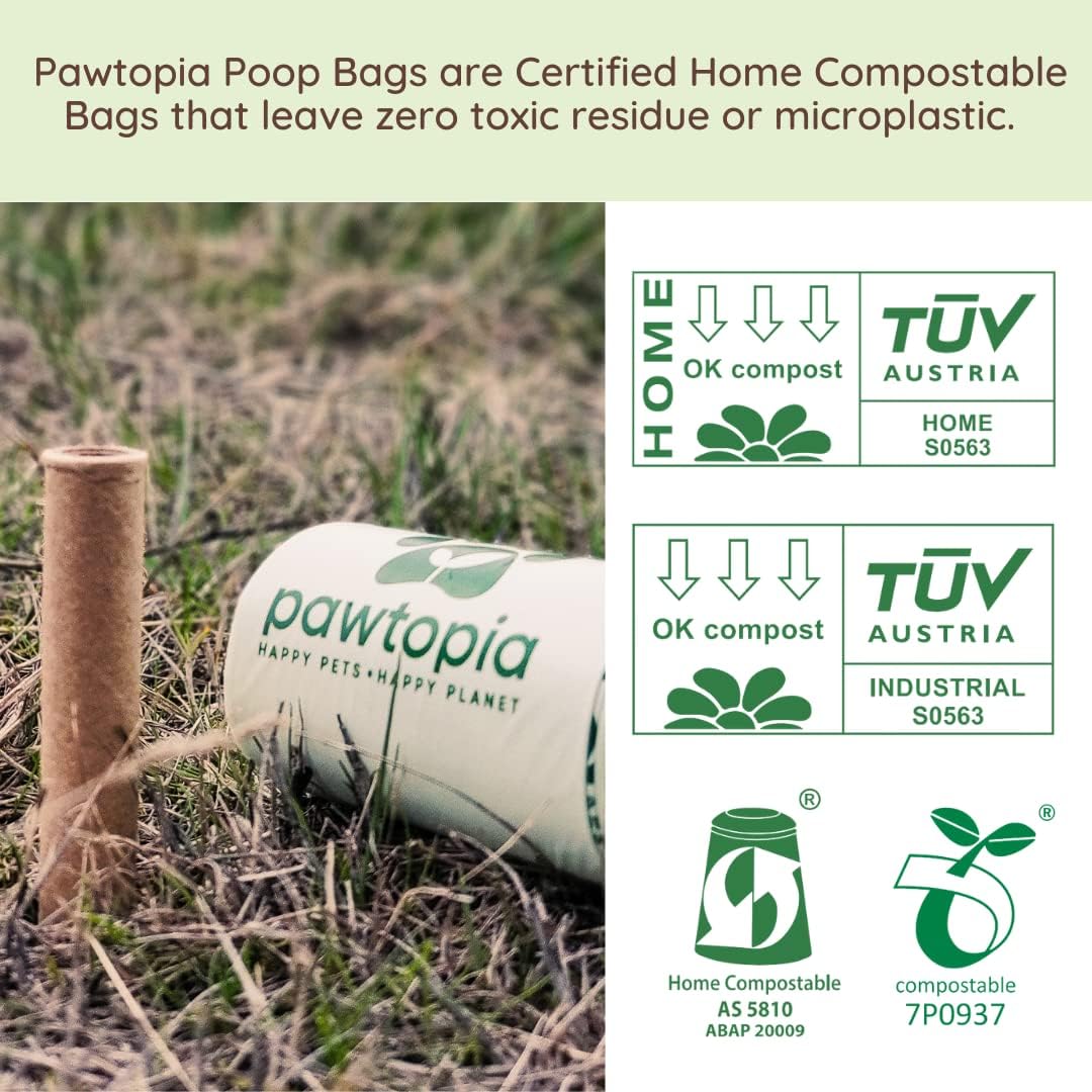 Pawtria Certified Home Compostable Dog Poop Bags (120), Poop Bags for Dogs, Cat Litter, Vegetable Starches, Dog Waste Bags, Leakproof, Easy to Open, Give Back - Image 6
