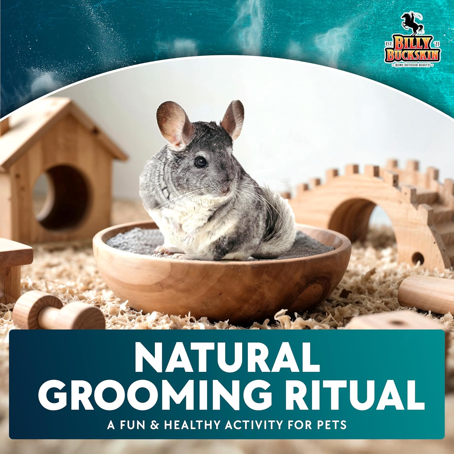3 LB. Chinchilla Dust Bath Jar - Pure Cleansing Pumice Sand Dust for Cleaning Small Pets Like Gerbils, Mice, Degu - Premium, All Natural Dusting Powder - Chinchilla Accessories by Billy Buckskin - Image 7
