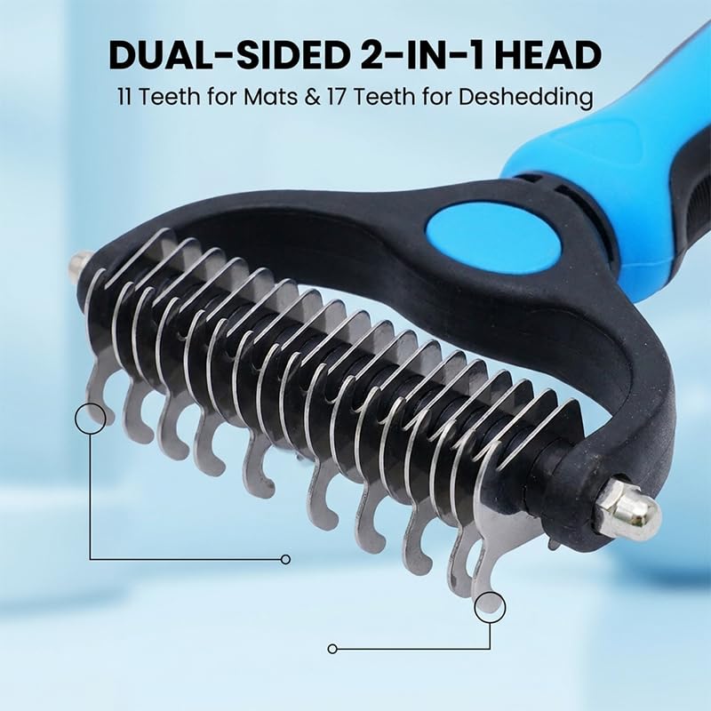 Pet Grooming Tool, Double Sided Dematting Rake, Stainless Steel Deshedding Brush for Dogs & Cats, Undercoat Comb for Removing Loose Fur, Tangles and Knots (Pink-S+L, 1 Pack) - Image 3