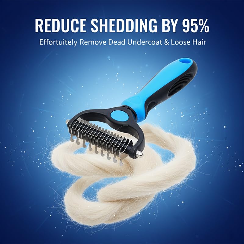 Pet Grooming Tool, Double Sided Dematting Rake, Stainless Steel Deshedding Brush for Dogs & Cats, Undercoat Comb for Removing Loose Fur, Tangles and Knots (Pink-S+L, 1 Pack) - Image 5