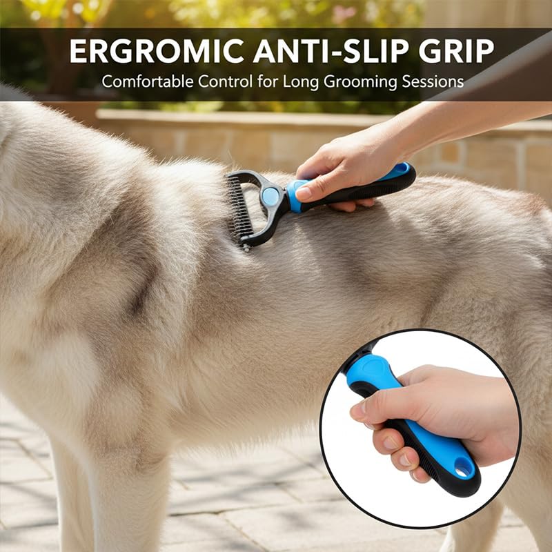 Pet Grooming Tool, Double Sided Dematting Rake, Stainless Steel Deshedding Brush for Dogs & Cats, Undercoat Comb for Removing Loose Fur, Tangles and Knots (Pink-S+L, 1 Pack) - Image 7