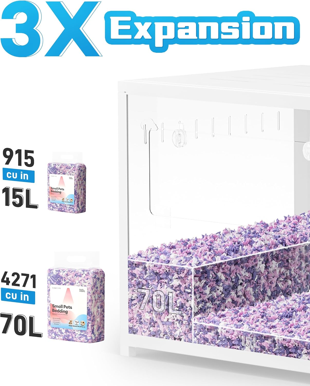 BUCATSTATE Hamster Bedding 15L, 99% Dust-Free Guinea Pig Paper Bedding Odor Control Paper Bedding, Cozy Small Animal Bedding for Rabbit Rat Syrian Dwarf Hamsters Gerbils (Lavender) - Image 7
