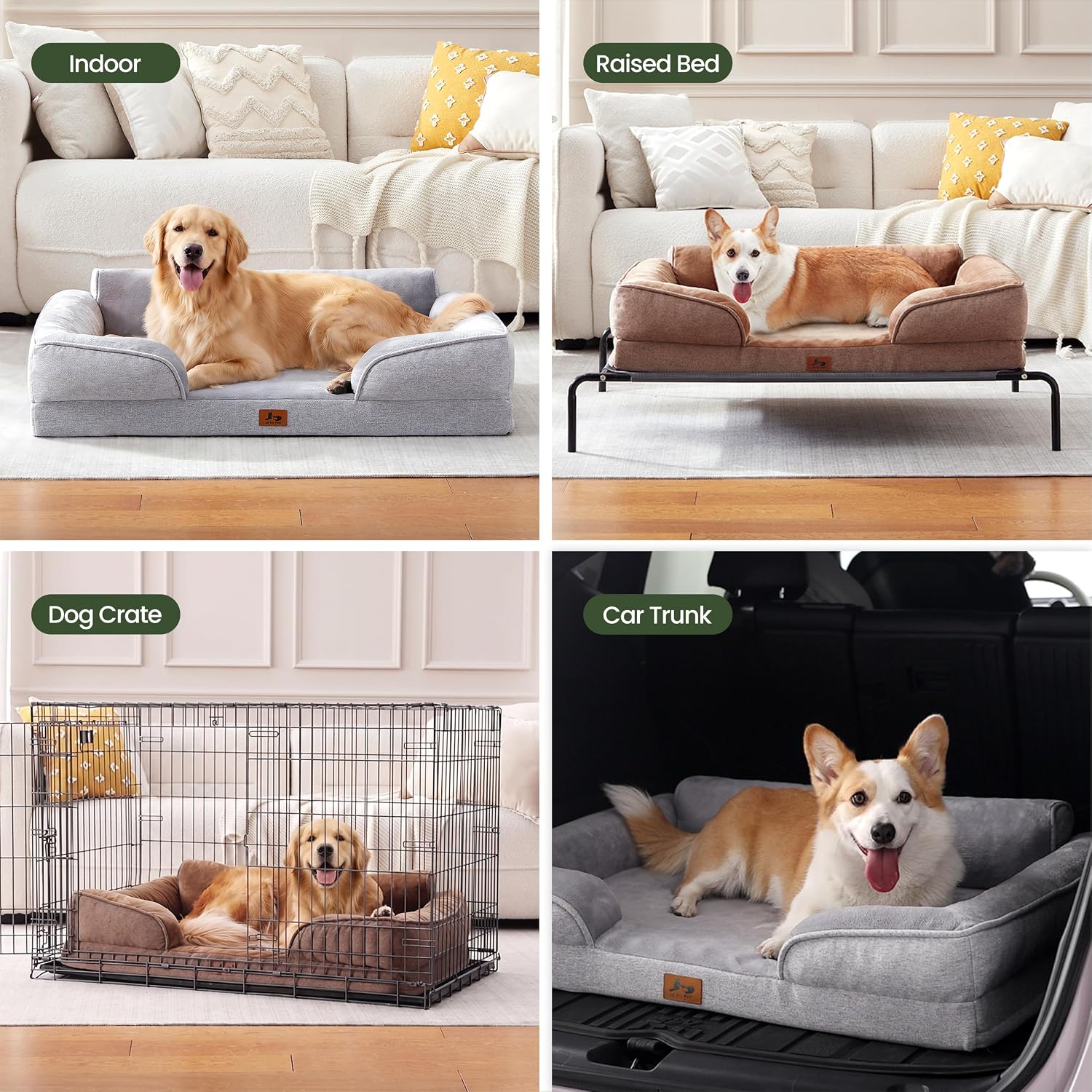 Orthopedic Dog Beds for Large Dogs, Waterproof XL Pet Couch Bed with Soft Sides, Washable Dog Sofa with Flannel Removable Cover, 42" L Supportive Egg-Crate Foam Pet Sofa, Light Grey - Image 4