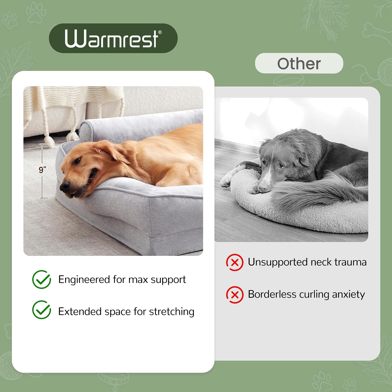 Orthopedic Dog Beds for Large Dogs, Waterproof XL Pet Couch Bed with Soft Sides, Washable Dog Sofa with Flannel Removable Cover, 42" L Supportive Egg-Crate Foam Pet Sofa, Light Grey - Image 6