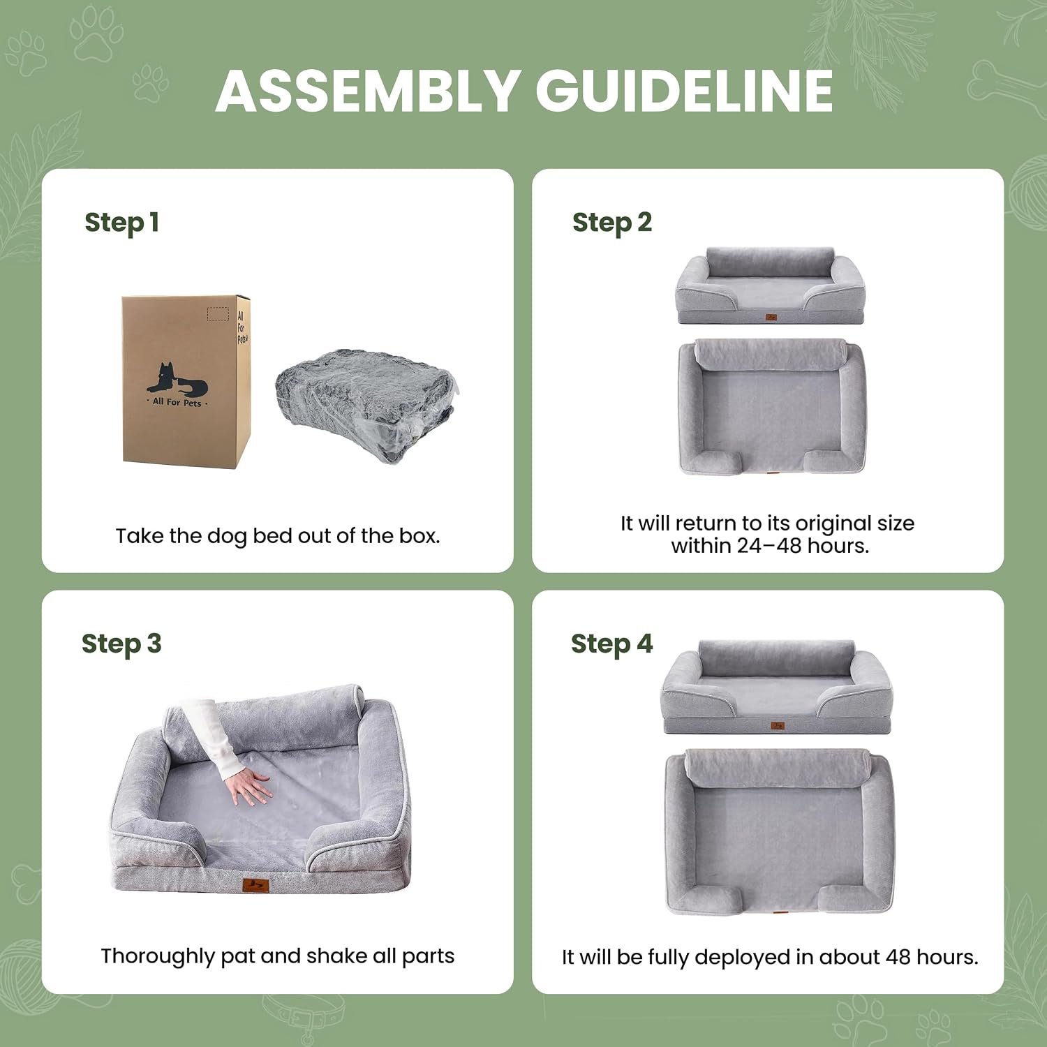 Orthopedic Dog Beds for Large Dogs, Waterproof XL Pet Couch Bed with Soft Sides, Washable Dog Sofa with Flannel Removable Cover, 42" L Supportive Egg-Crate Foam Pet Sofa, Light Grey - Image 7