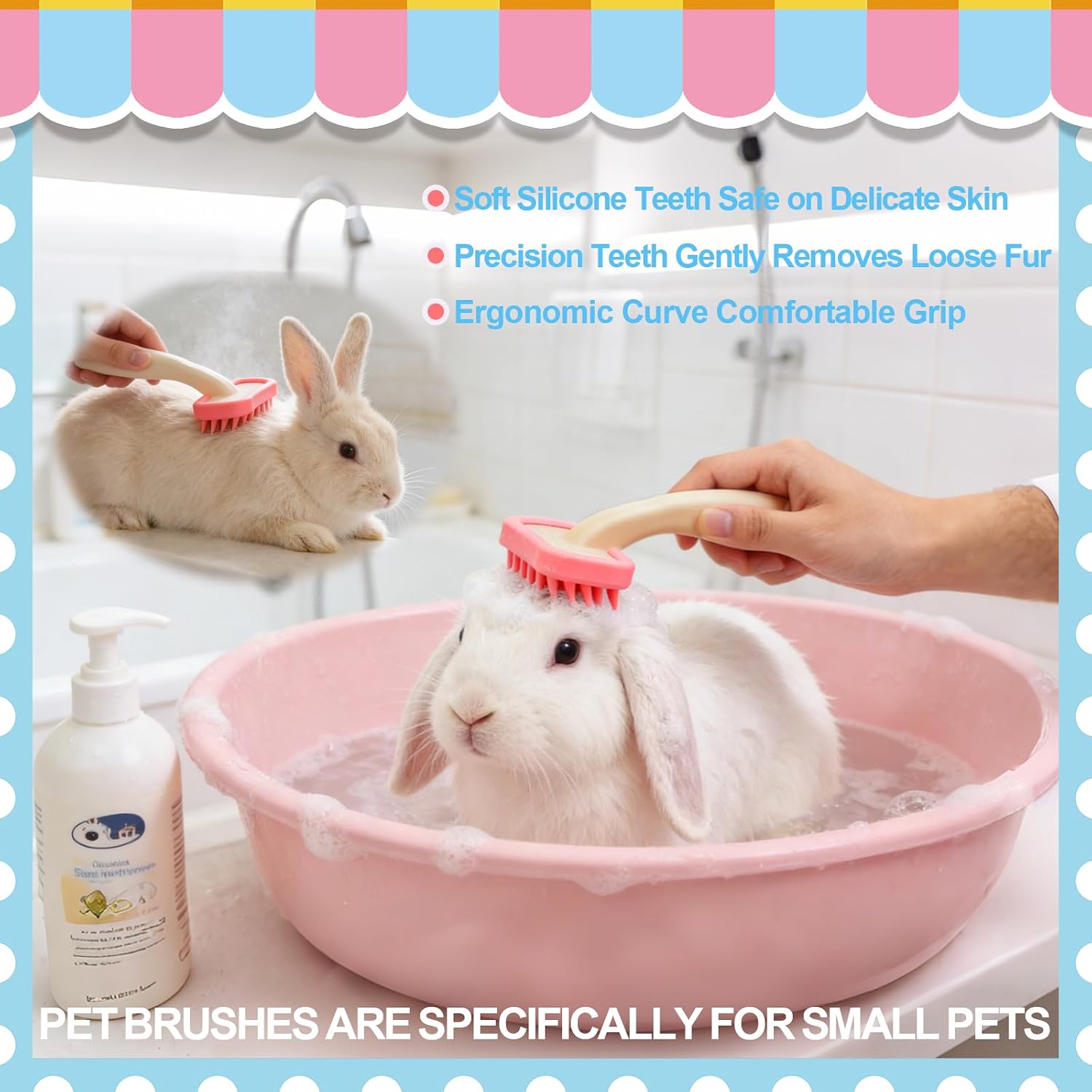 Rabbit Grooming Kit, Rabbit Brush for Shedding with Bunny Nail Clipper, Rabbit Nail Trimmers with Pet Combs for Hamster Guinea Pig Ferret by KALAMANDA(Pink) - Image 7