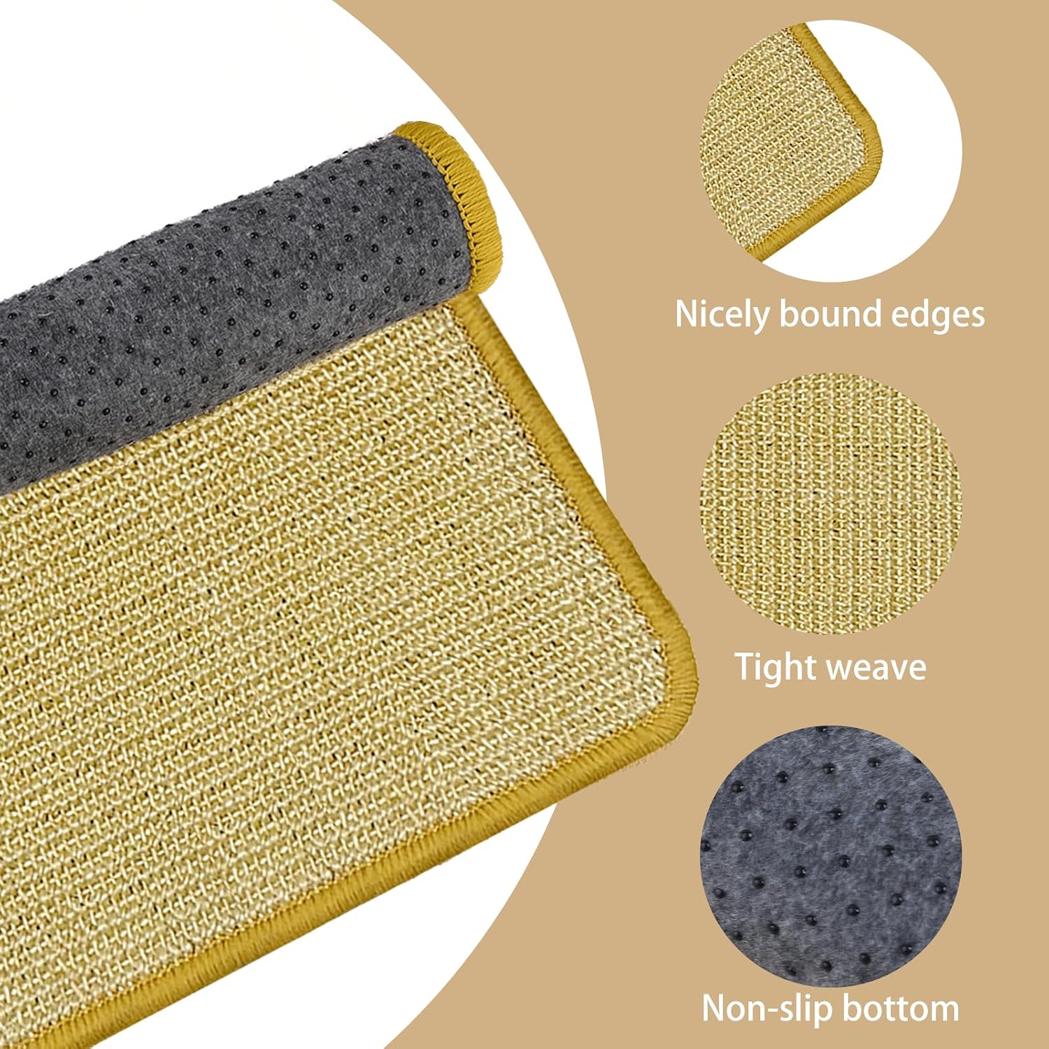DYAUS Bunny Scratch Pads, Natural Sisal Rabbit Scratching Mats for Claws and Teeth Care, Indoor Bunny Chew Toys Bunny Bed for Biting Sleeping Nesting (3PCS, 16x12in) - Image 4