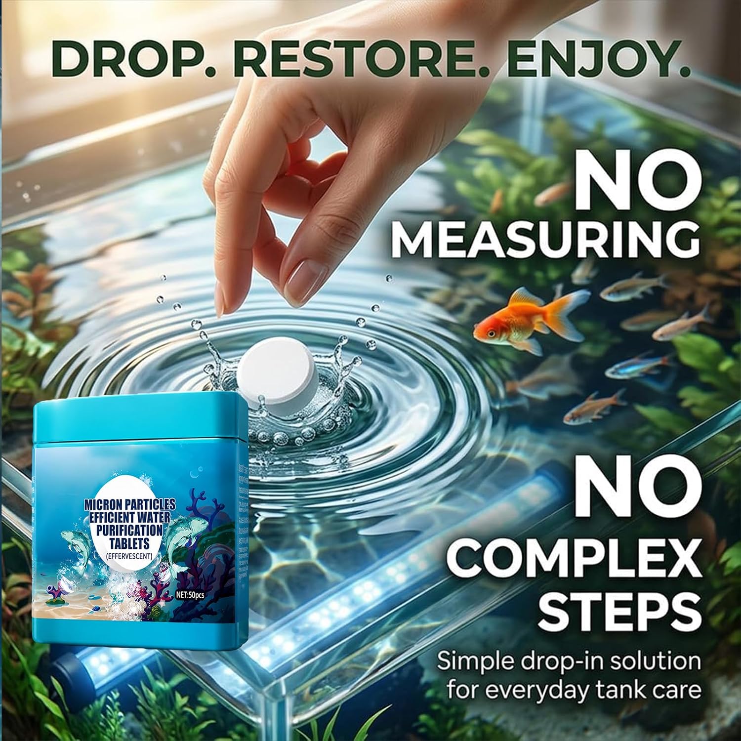 High-Efficiency Aquarium Water Purification Tablets,Aquarium Tablets,Water Purification Tablets for Fish Tank,Remove All Kinds of Turbidity from Fish Tankwater (3PC) - Image 3