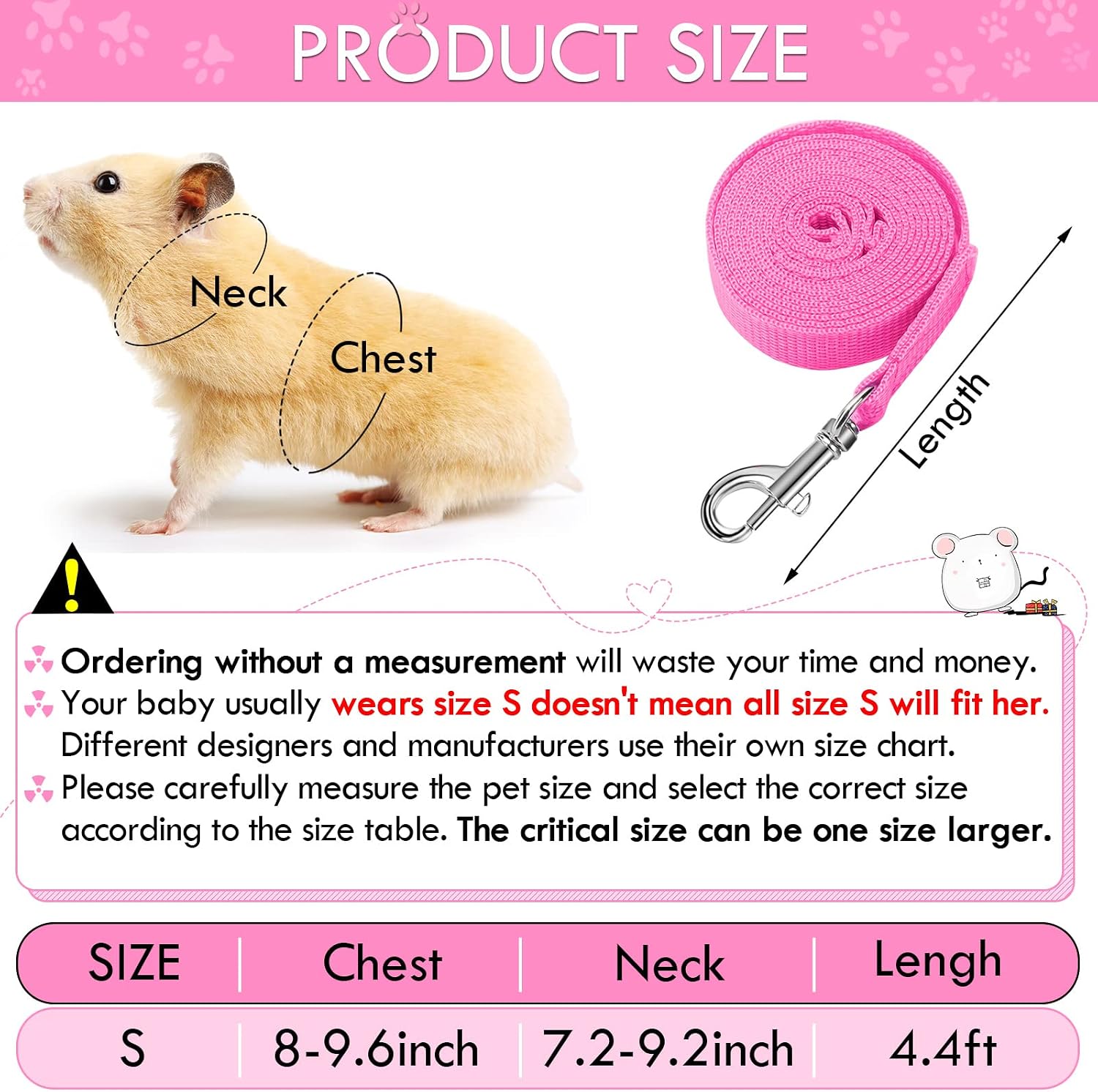 SATINIOR 2 Sets Guinea Pig Harness and Leash Adjustable Soft Mesh Harness Bell No Pulling Comfort Vest for Baby Ferret Rats Hamster Bunny Rabbit Chinchilla and Small Pet(Green, Pink,S) - Image 2