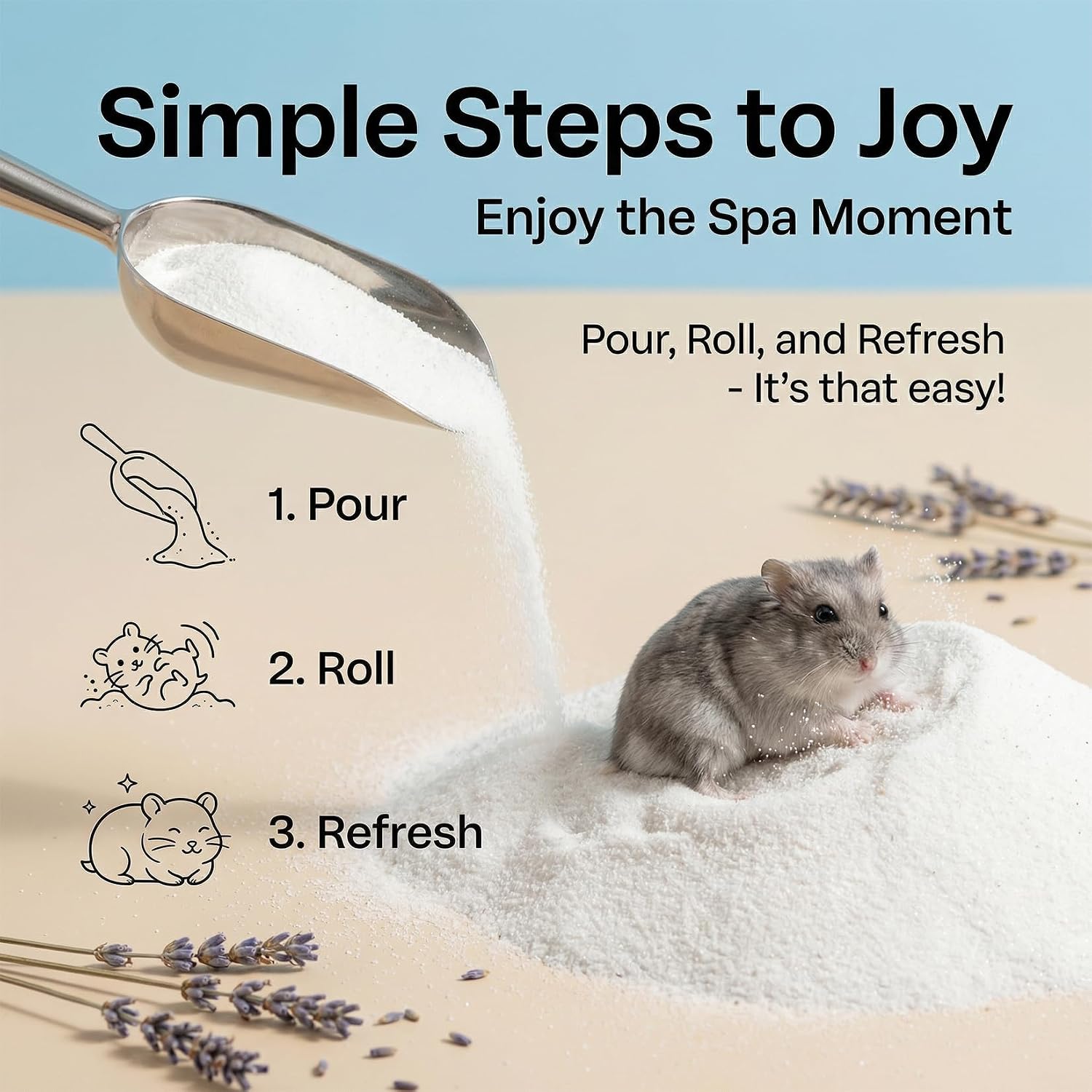 Sukh 31OZ Hamster Sand Bath - White Fine Silica Sand, Hamster Soft Cleaning | Sand Bath for Hamster, Guinea Pig, Rabbit, Chinchilla, Gerbil, Syrian Mice, Squirrel, Small Pet Cage Bedding Accessories - Image 7