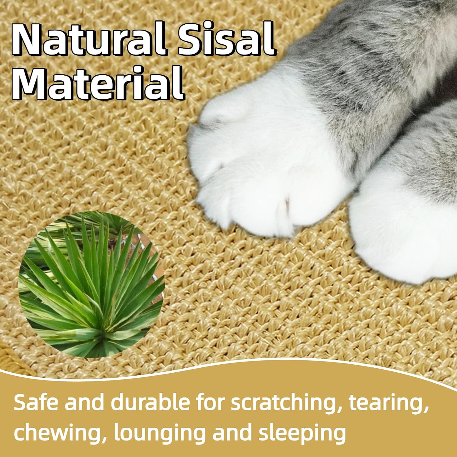 DYAUS Rabbit Scratching Pad, Sisal Bunny Scratch Pad, Natural Rabbit Foraging Mats for Cages, Indoor Bunny Toys Accessories for Bedding Biting Sleeping Resting (2PCS, 16x12in) - Image 3