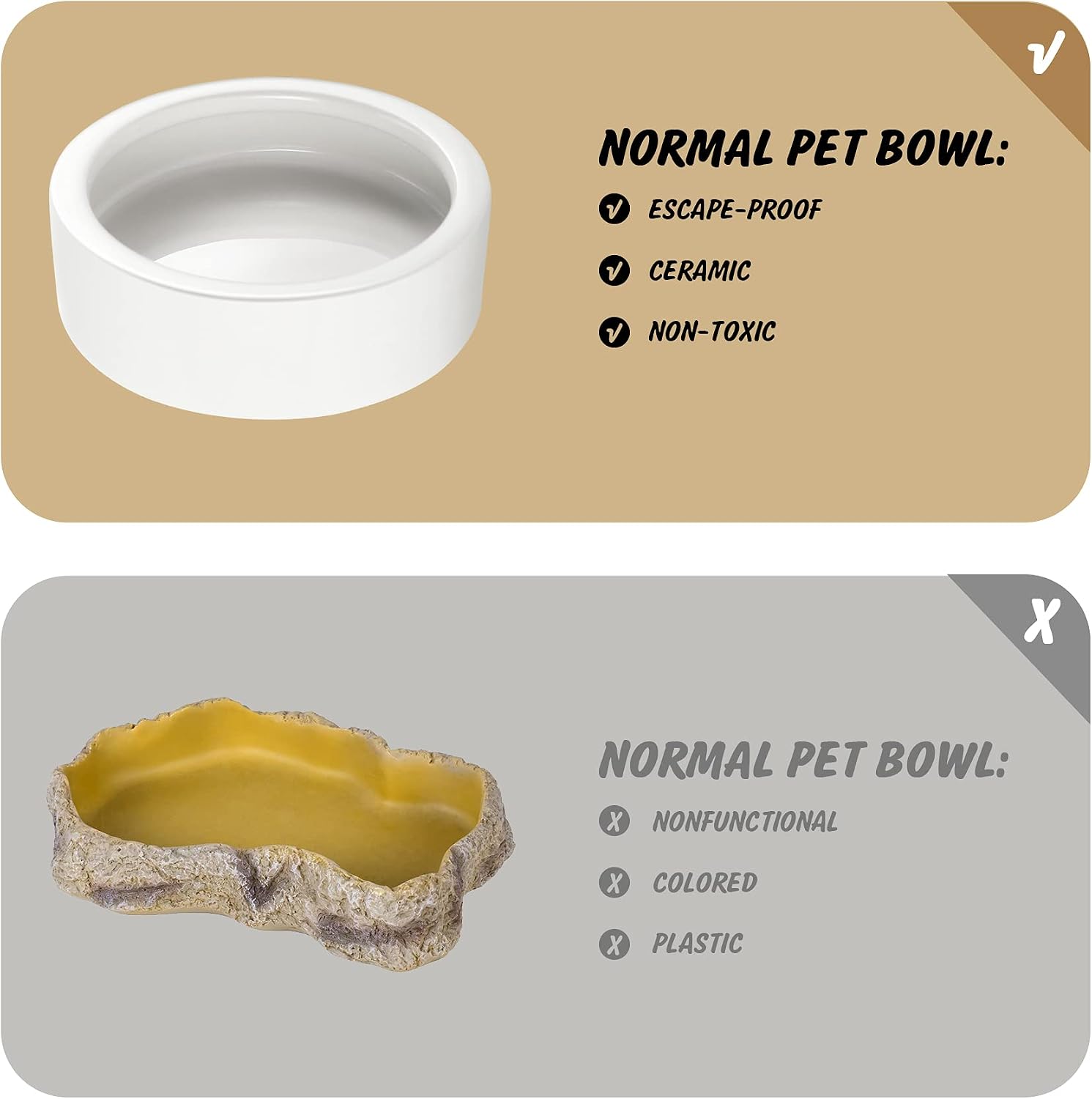 Reptile Food Dish Bowl Lizard Gecko Ceramic Worm Water Dish Small (2.75in) | Anti-escape Mealworms Bowls for Leopard Bearded Dragon Chameleon Hermit Crab Dubia Cricket Feeding, Mini Superworm Pet Feeder - Image 3