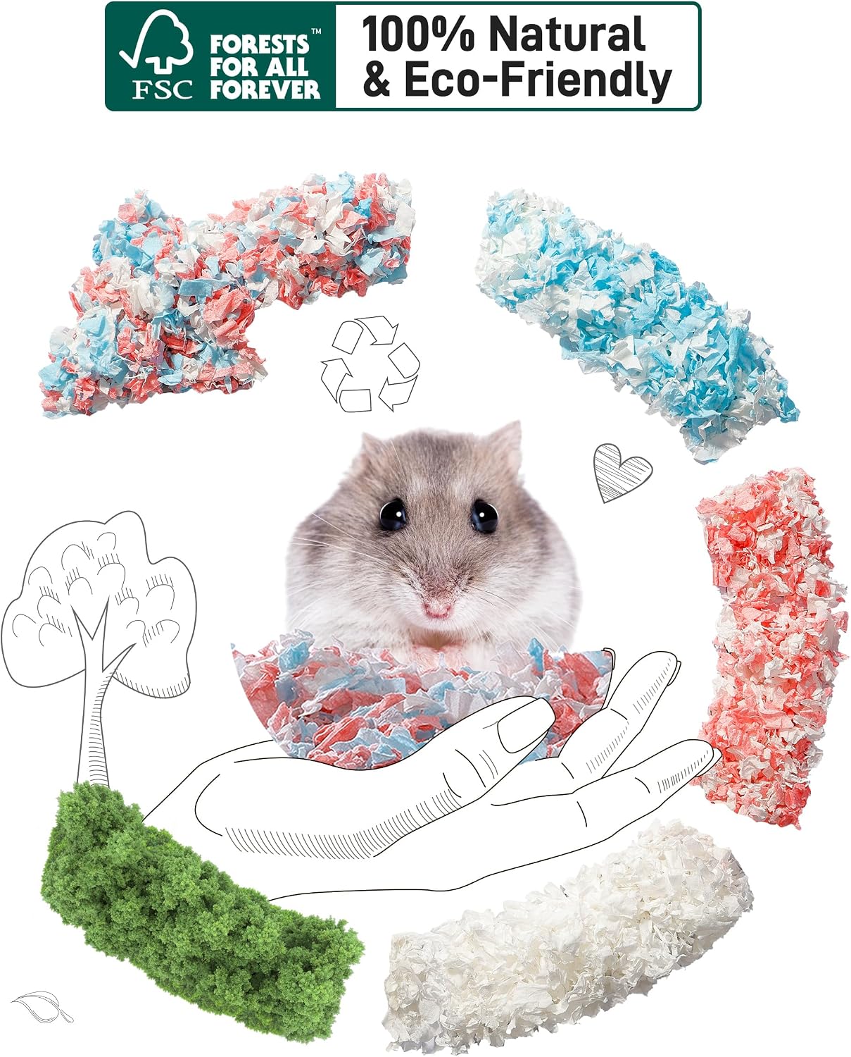 BUCATSTATE Hamster Bedding 70L, 99% Dust-Free Guinea Pig Bedding Odor Control Paper Bedding, Cozy Small Animal Bedding for Rabbit Rat Syrian Dwarf Hamsters Gerbils (White) - Image 2