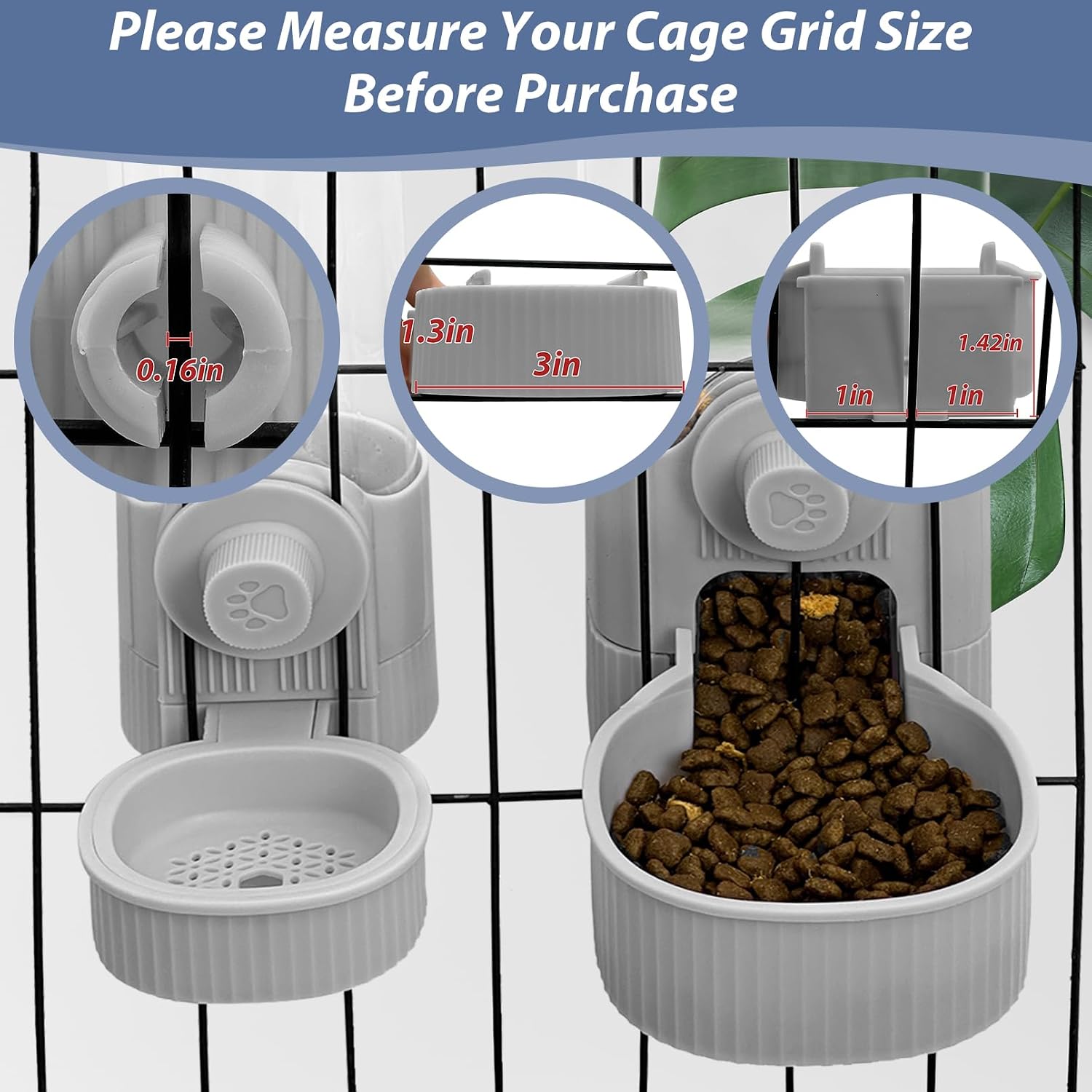Fhiny Rabbit Food & Water Dispenser, Large Capacity Gravity Guinea Pig Feeder and Waterer Set Hanging Automatic Bunny Feeder for Cage for Bunny Guinea Pig Chinchilla Ferret Cat Puppy - Image 2