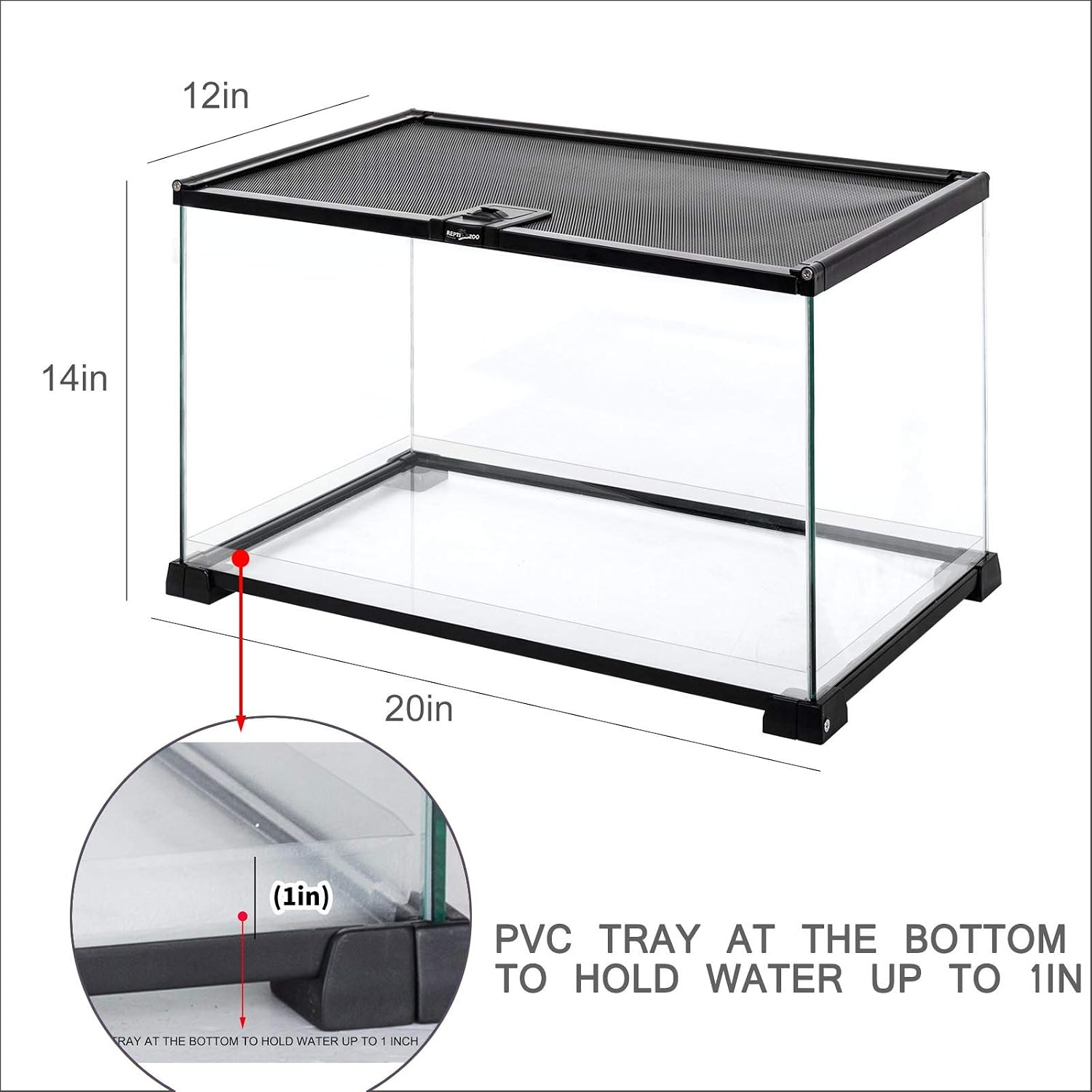 REPTI ZOO Full Glass 15 Gallon Reptile Tank, Medium Reptile Terrarium for Gecko Hermit Crab Hognose Snake etc, Top Screen Ventilation & Feeding - Image 2