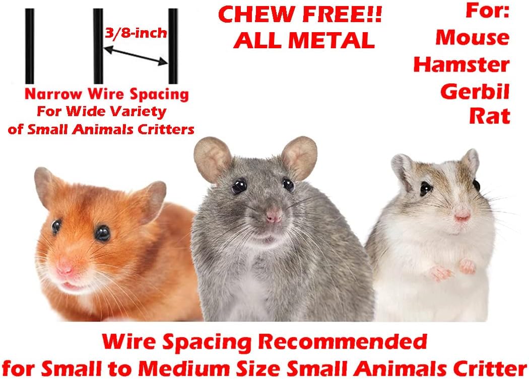 3-Levels Easy Foldable Chew-Proof Tight 3/8-Inch Bar Spacing for Guinea Pigs Gerbils Hamsters Rats Mice Ferret Chinchilla Sugar Glider Animal Critter Carrier Travel Cage Easy Clean Pull Out Tray - Image 2