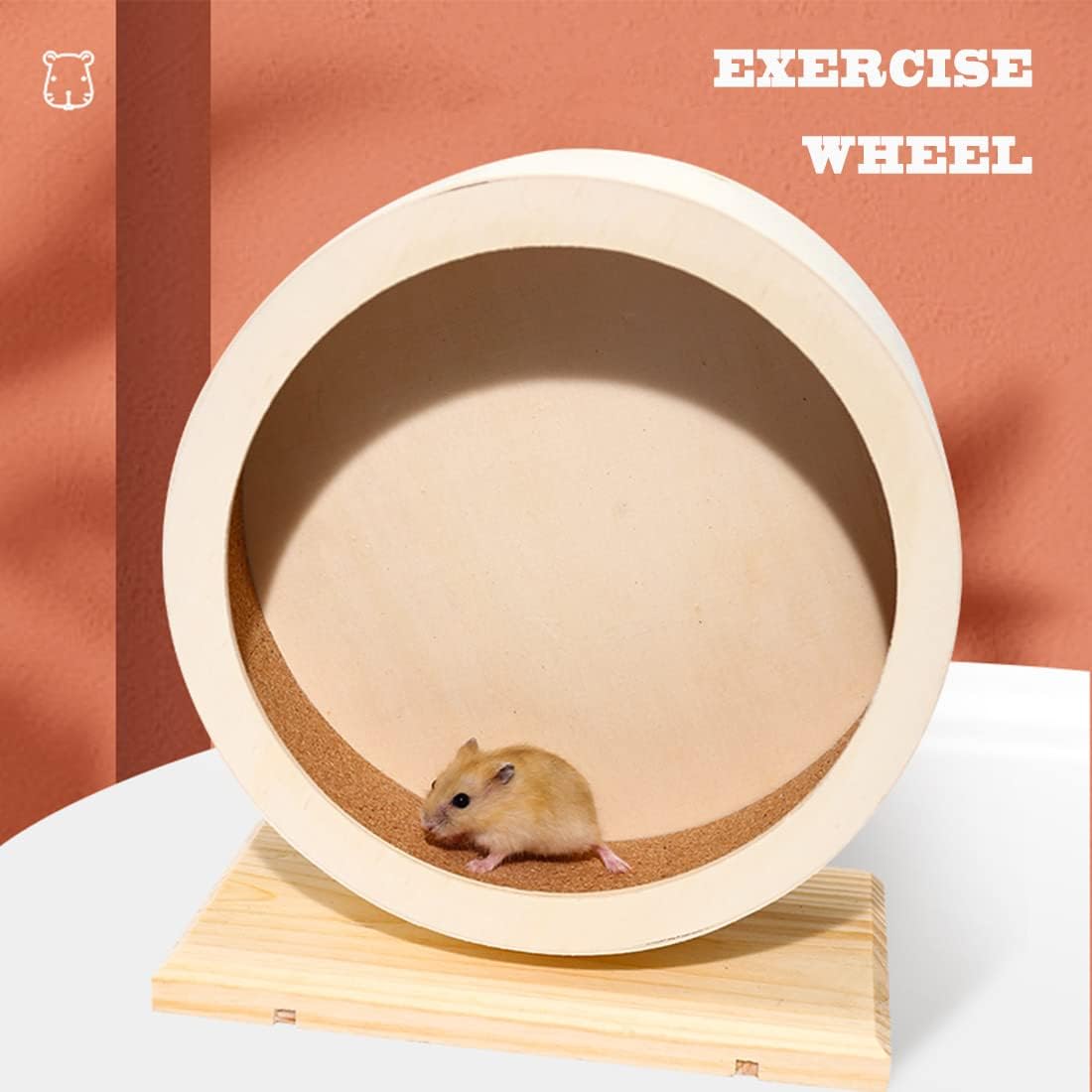 antiai Hamster Wooden Silent Wheel, Small Animal Exercise Wheel Accessories, Quiet Spinner Hamster Running Wheels Prevent Depression Toys for Hamsters, Gerbils, Mice and Other Small Pets (S) - Image 6