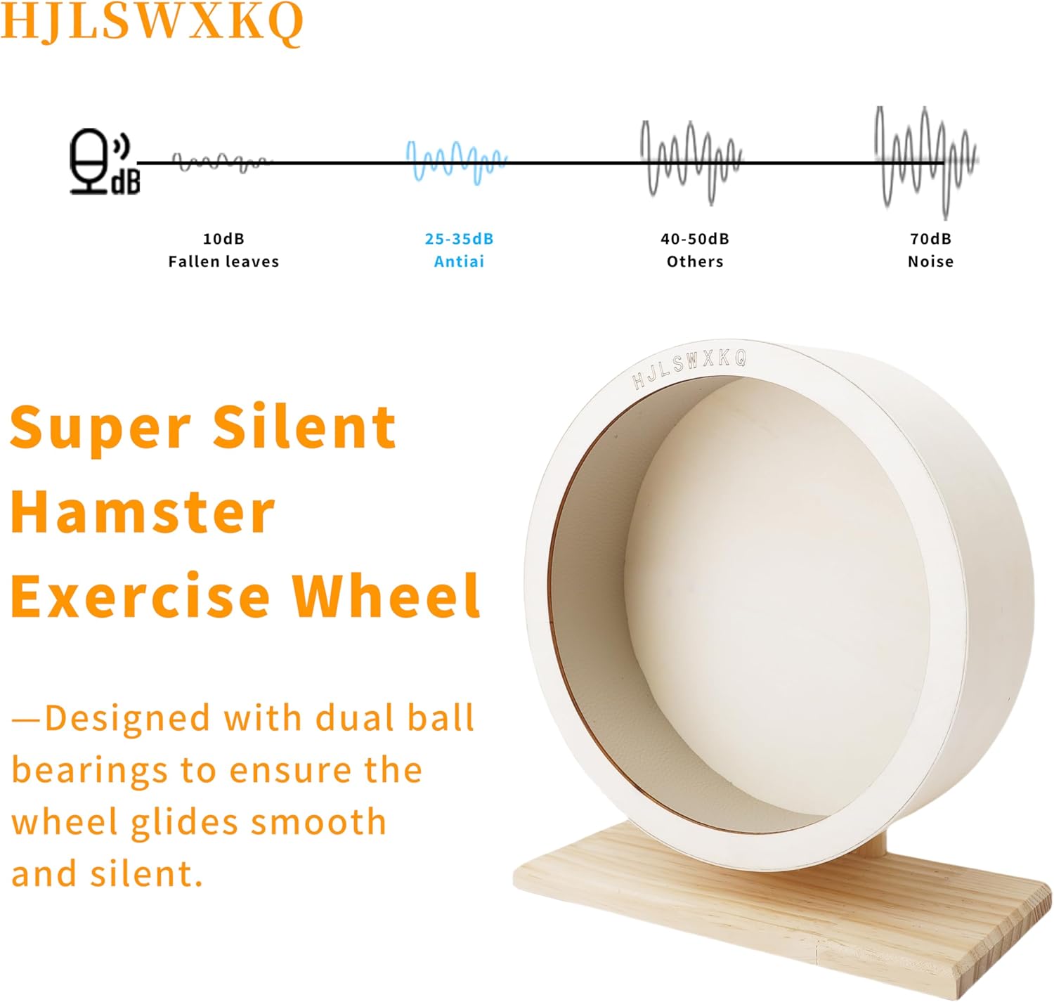 9in Silent Hamster Wheel with 2 Natural Chew Toys - Wooden Exercise Wheel with Removable Track, Quiet Spinner for Gerbils, Mice, Hamsters,Mouse,Syrian Hamster(9in) - Image 5