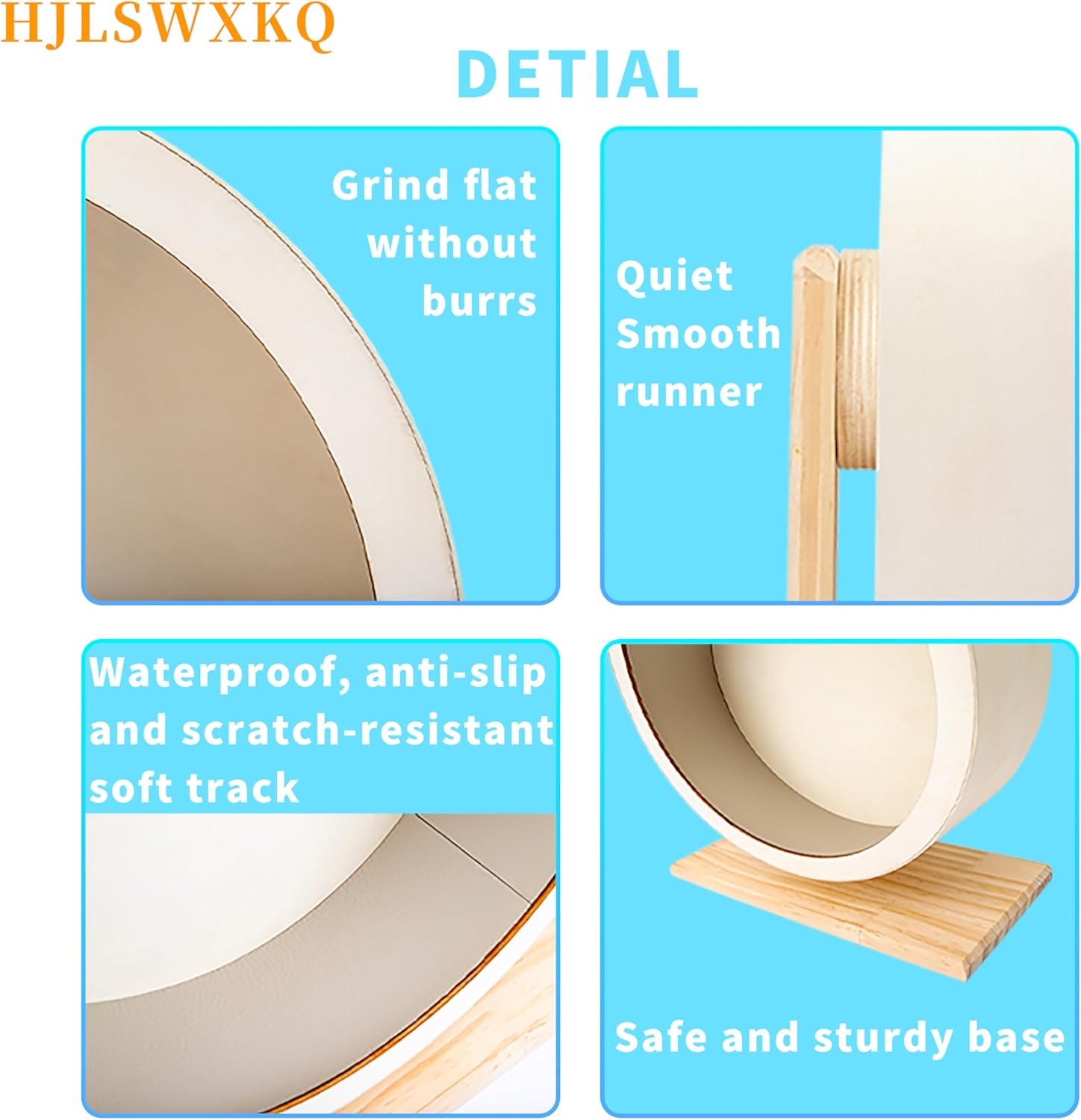 9in Silent Hamster Wheel with 2 Natural Chew Toys - Wooden Exercise Wheel with Removable Track, Quiet Spinner for Gerbils, Mice, Hamsters,Mouse,Syrian Hamster(9in) - Image 7