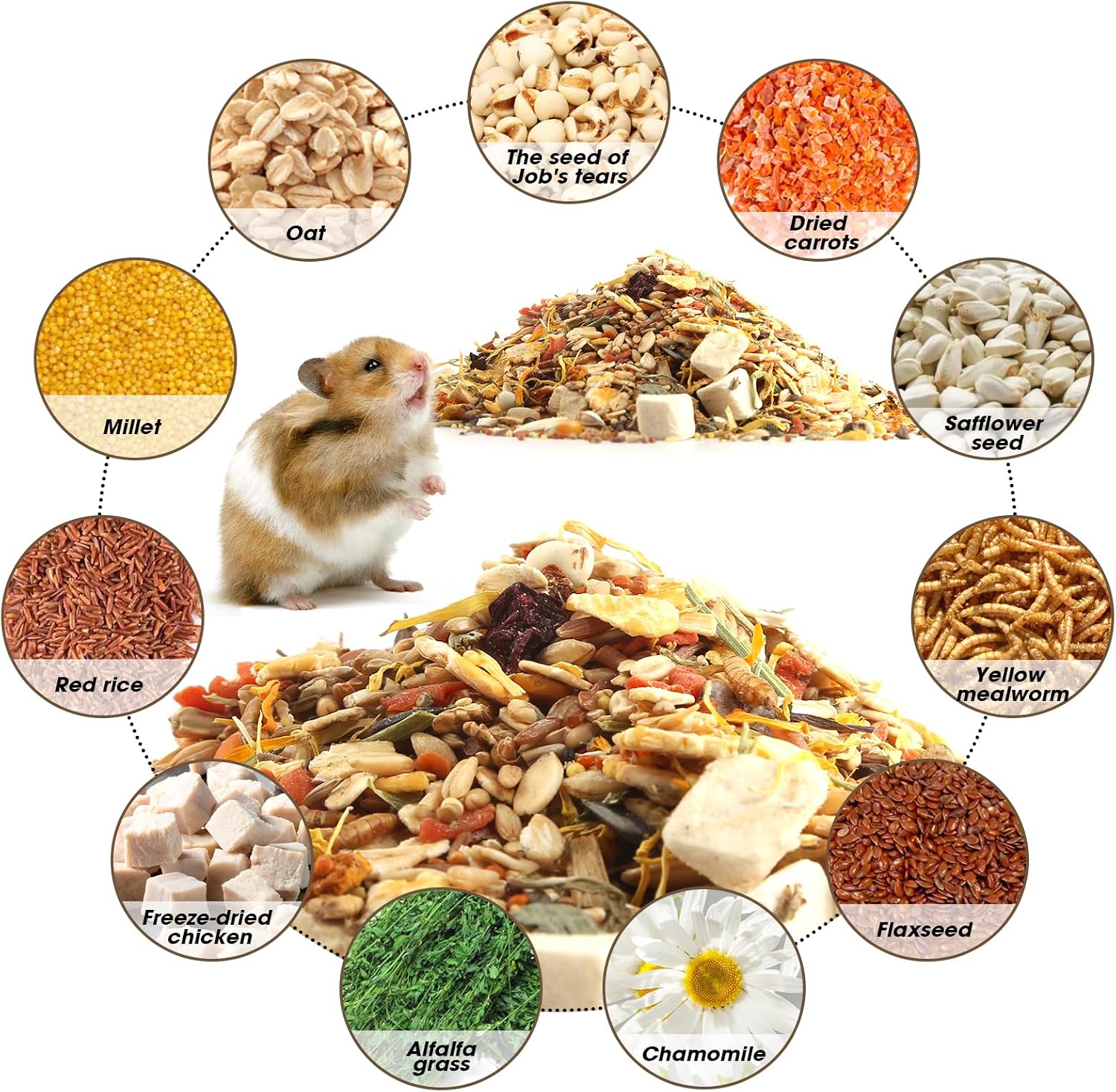Abizoo Hamster & Gerbil Treat, Natural Health, Gourmet Hamster and Gerbil Food for Small Animals with Seeds, and Grains,Vitamin-Nutrient Fortified - Image 6