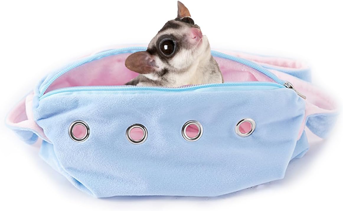 Meow&Woof Sugar Glider Bonding Pouch Small Pet Carrier Bag Sling with Strap Critter Cuddler for Gliders Ferret, Rat, Hedgehog, Hamster Outdoor-Blue - Image 8