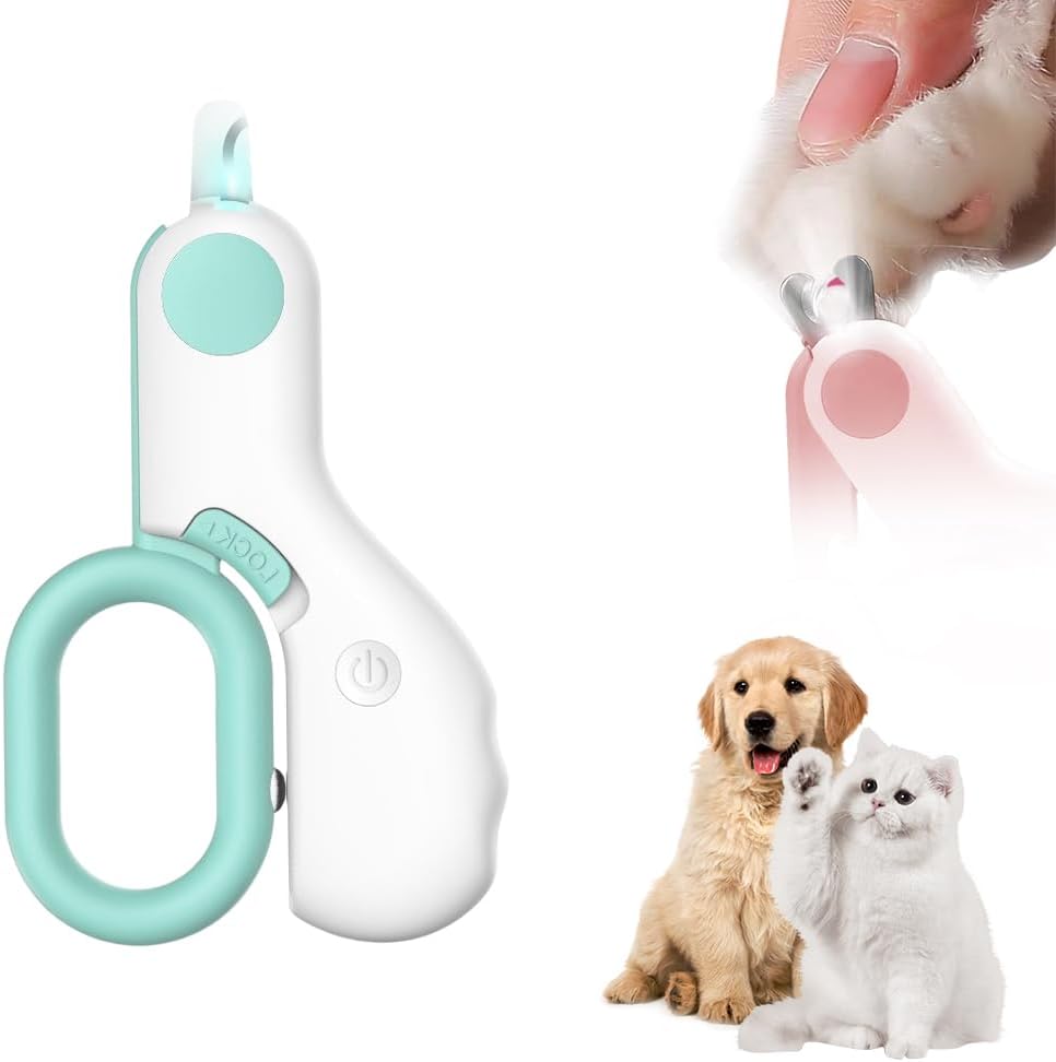 LED Pet Nail Clippers,Upgrade Cat Nail Clipper with Light,Cat Claw Trimmer Nail Clippers for Dogs,Trim Your Pets Nails Easy and Pain-Free Grooming Tool for Small Animals (Blue 1PCS)