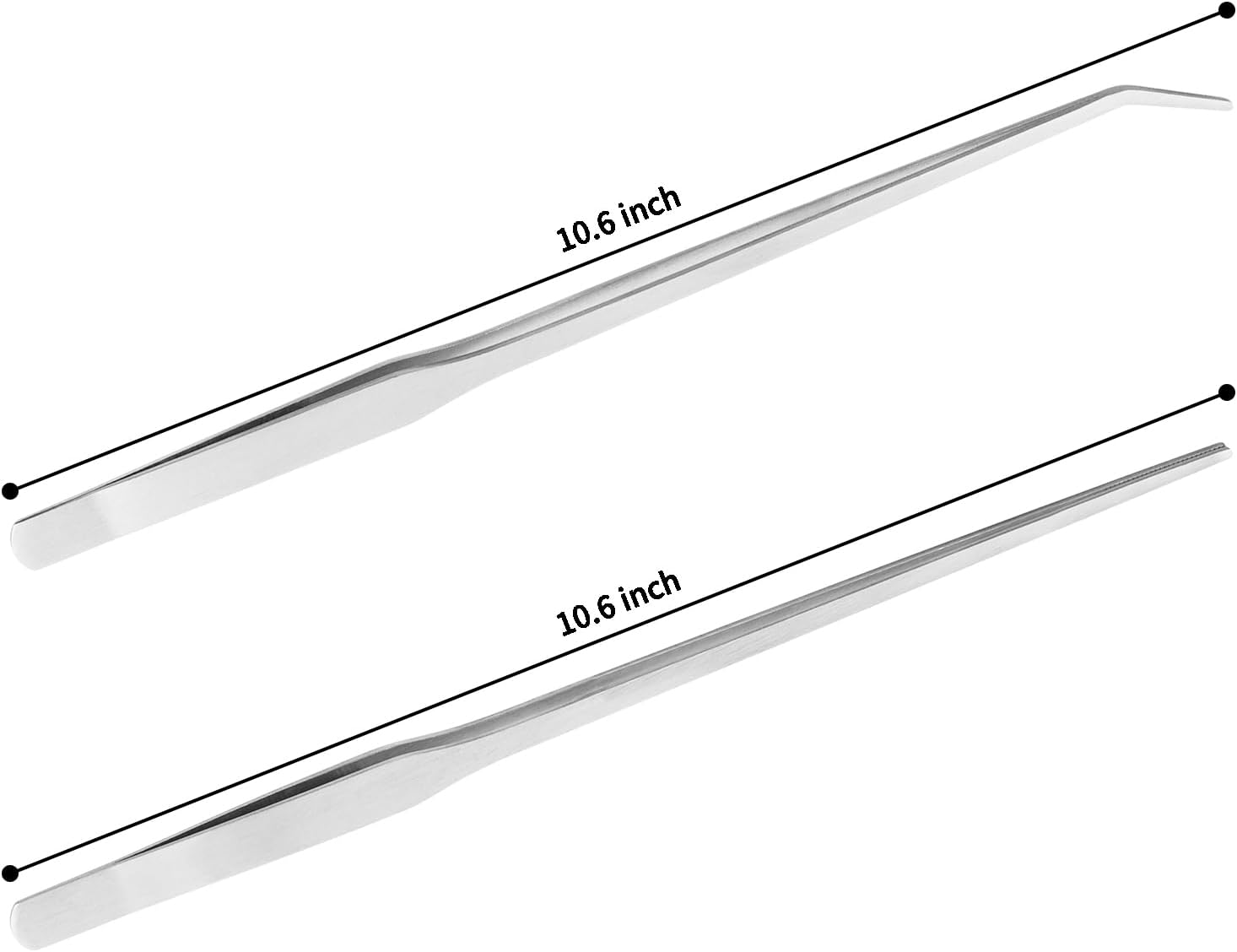 Fri4Free 2PCS Long Aquarium Tweezers - 10.6" Straight and Curved Tweezers, Stainless Steel Reptile Feeding tongs, Terrarium Aquascape Tools Feeder for Lizards, Bearded Dragon Snake Tank Accessories - Image 2