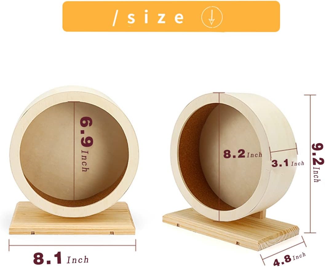 antiai Hamster Wooden Silent Wheel, Small Animal Exercise Wheel Accessories, Quiet Spinner Hamster Running Wheels Toys for Hamsters,Guinea Pig, Gerbils, Mice and Other Small Pets,8.2' Medium Size - Image 4