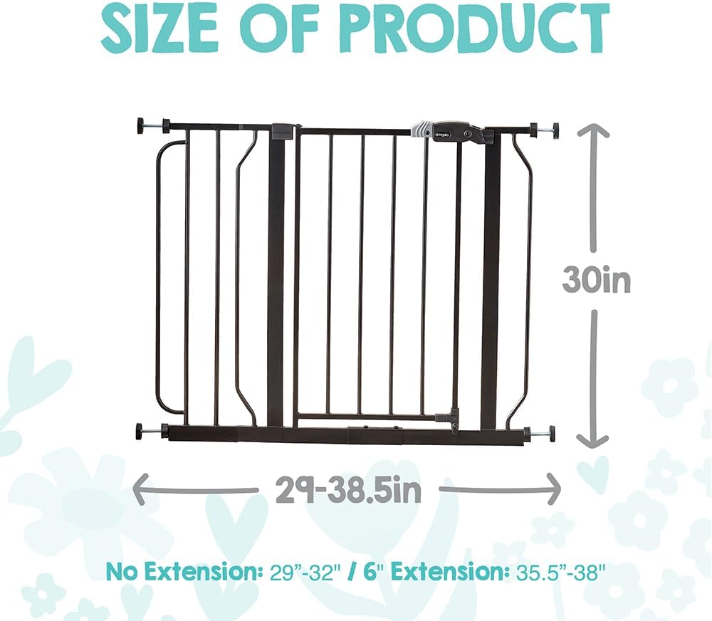 Regalo Safety 29-38.5" Baby Gate for Doorways & Bottom of Stairs, Pressure Mounted Baby Gate with Door for Babies, Toddlers & Pets, Tested & Safe for 30 Years, American Designed, American Owned, Black - Image 2