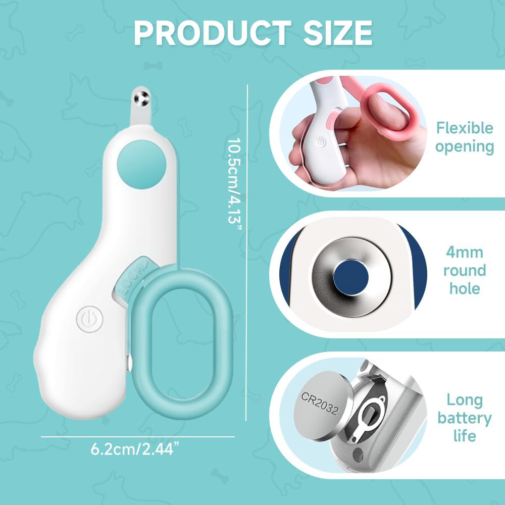 Pet Nail Clippers,2026 New Cat Nail Clipper with LED Light,Professional Claw Trimmer,Easy and Pain-Free Grooming Tool for Tiny Kitten Bunny Rabbit Bird Guinea Pigs Ferret Hamsters (A-Pink/1pcs) - Image 5