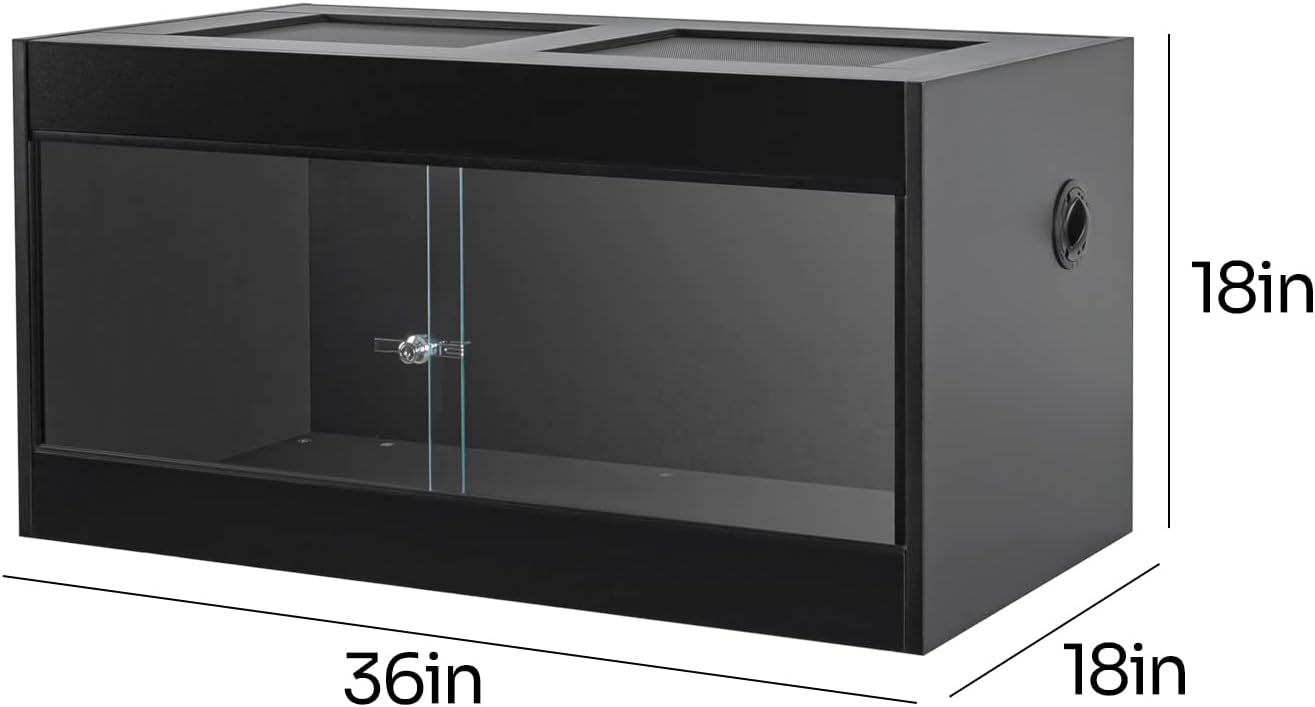 50 Gallon Reptile Enclosure, 36" x 18" x 18" Wooden Reptile Terrarium with Double Hinge Sliding Doors & Top Screen Ventilation, Better Heat Preservation, Suitable for Bearded Dragon Gecko Ball Python - Image 4