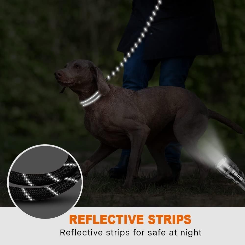 Taglory Rope Dog Leash for Medium Large Dogs, 6 FT Padded Handle, Black | Climbing Rope for Strong Pullers, Reflective for Night Walks and Training, Comfortable Grip, Anti-tangle Swivel Clip 1/2 inch - Image 5