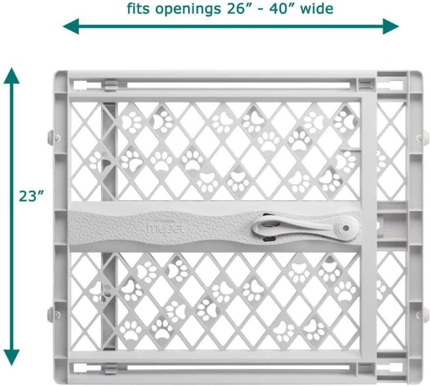 MYPET North States Paws Portable Pet Gate: 26-40" Wide. Pressure Mount. No Tools Needed. Made in USA. Dog Gate 23" Tall, Expandable, Durable Dog Gates for Doorways, Light Gray - Image 3