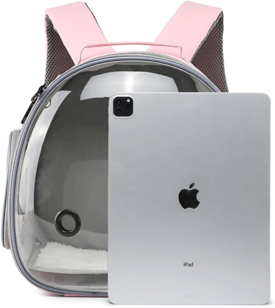 Small Animal Carrier Guinea Pig Backpack,Transparent, Breathable Backpack Carrier for Hedgehogs, Rabbits, Birds, Squirrels, Hamsters, Lizards Comfortable, Portable Travel Bag for Small Pets (Pink) - Image 4
