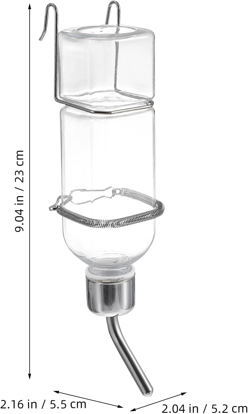 FENICAL Pet Cage Water Bottle, 11.8OZ Hanging Pet Drink Dispenser, Plastic | 2pcs Small Animal Water Feeder Bottle, Auto Feeding Crate Water Jar Chew-Proof, No Mess, Leakproof for Guinea Pig Hamster - Image 3