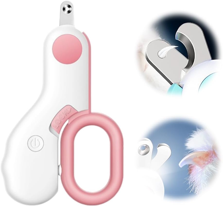 Pet Nail Clippers,2026 New Cat Nail Clipper with LED Light,Professional Claw Trimmer,Easy and Pain-Free Grooming Tool for Tiny Kitten Bunny Rabbit Bird Guinea Pigs Ferret Hamsters (A-Pink/1pcs)