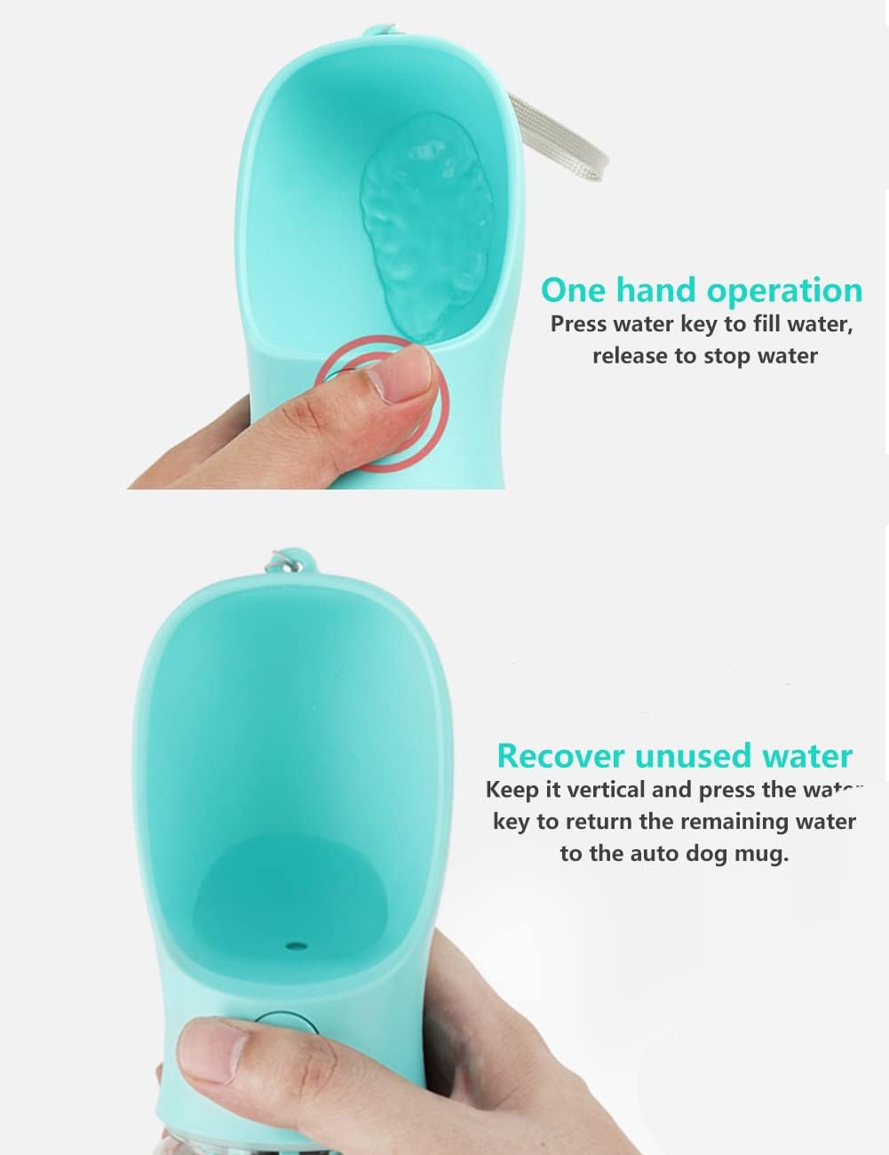 Kalimdor Dog Water Bottle, Leak Proof Portable Puppy Water Dispenser with Drinking Feeder for Pets Outdoor Walking, Hiking, Travel, Food Grade Plastic (12oz Pink) - Image 4