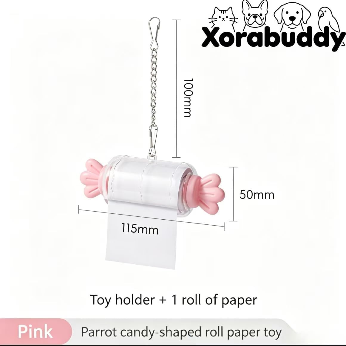 Parrot Shredding Toy Candy Roll Paper Holder, Safe Wood Pulp Chew Toys for Birds Cage Accessories, Hanging Interactive Foraging Toy for Cockatiel Conure Parakeet Budgie - Image 5