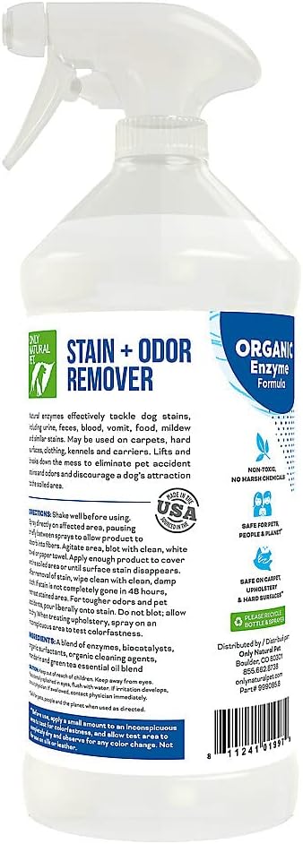 Only Natural Pet Stain & Odor Remover – Enzyme-Based Plant-Derived Formula for Dogs – Dog Stain & Urine Cleaner for Hardwood, Carpet & Upholstery – Fresh Mandarin Orange & Green Tea – 32 fl oz - Image 2