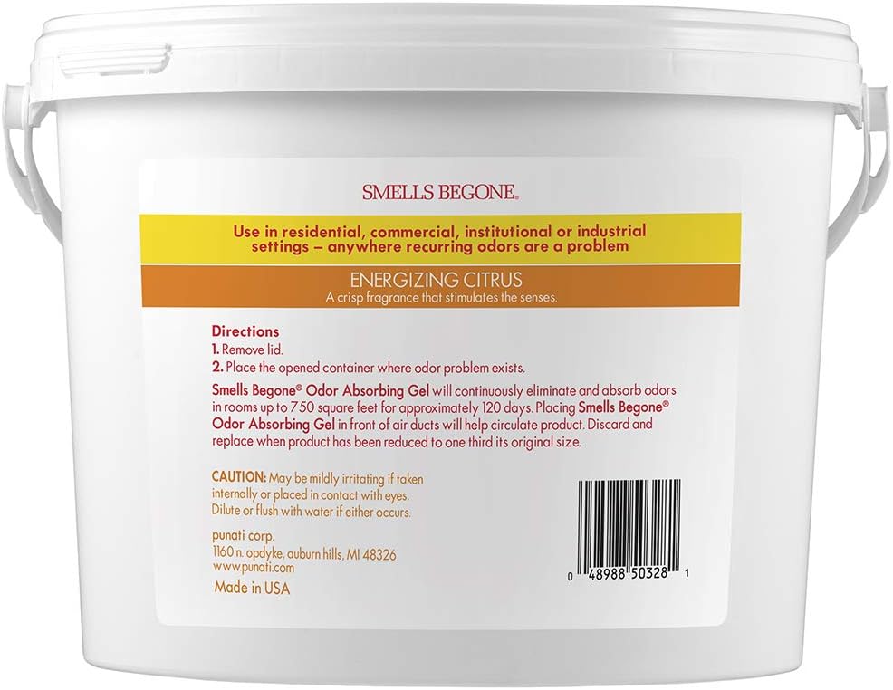 SMELLS BEGONE 1-Gallon Gel Odor Eliminator – High-Capacity, Long-Lasting Absorber for Large Basements, Garages, Workshops & Commercial Areas – Remove Tough Odor with Essential Oils (Energizing Citrus) - Image 3