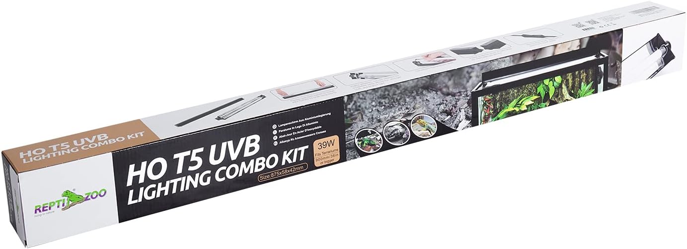 REPTI ZOO T5 HO UVB Lighting Combo Kit, Terrarium Hood Comes with Desert 10.0 UVB T5 Lamp (39W) - Image 8