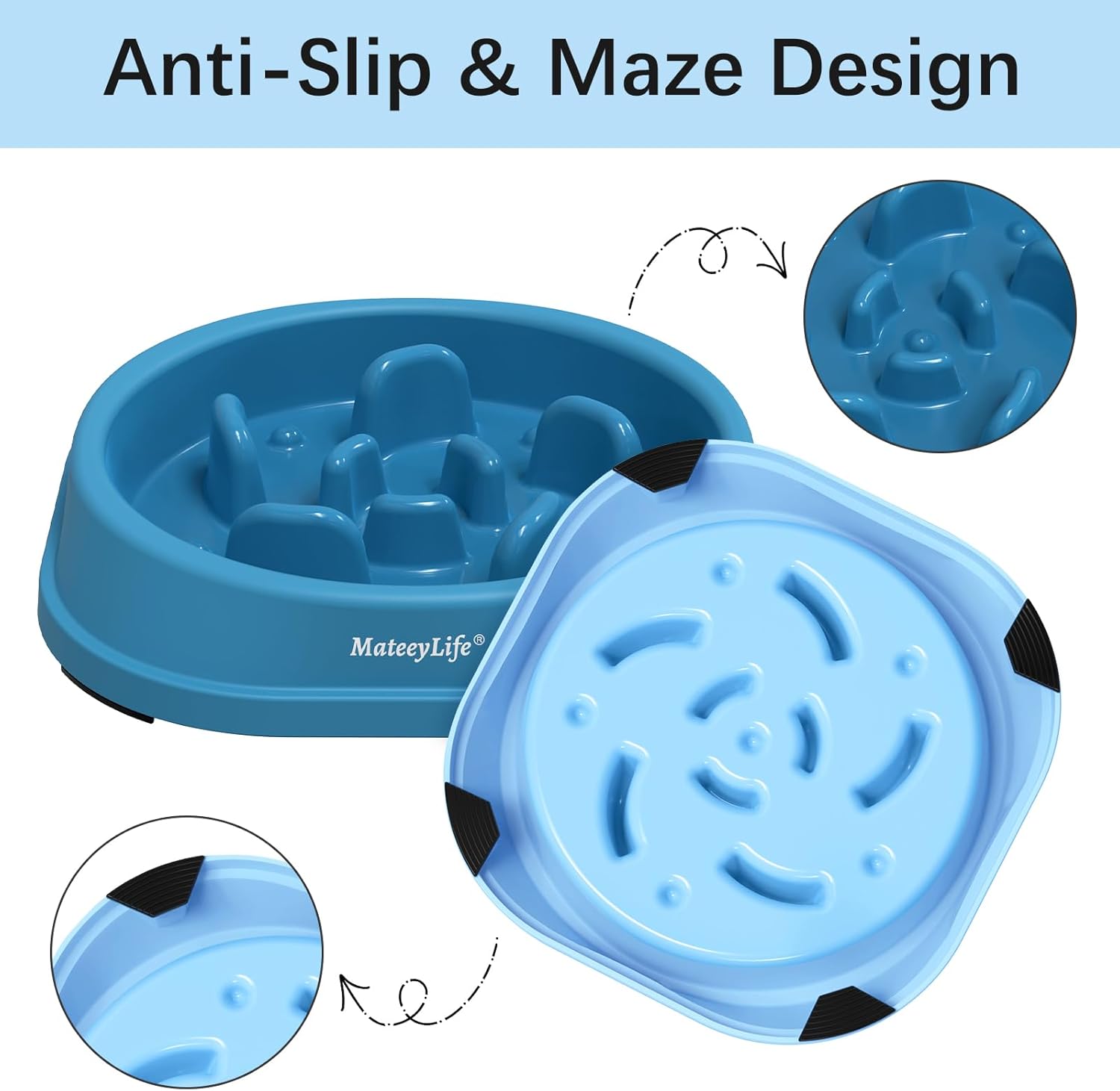 MateeyLife Small Slow Feeder Cat Bowls 2PCS, Anti-Choking Puzzle Cat Food Bowls, Anti-Slip Interactive Dog Feeding Slow Down Eating, Bloat Stop Maze Dishes Dog Feeder for Small Breeds 1 Cup - Image 4