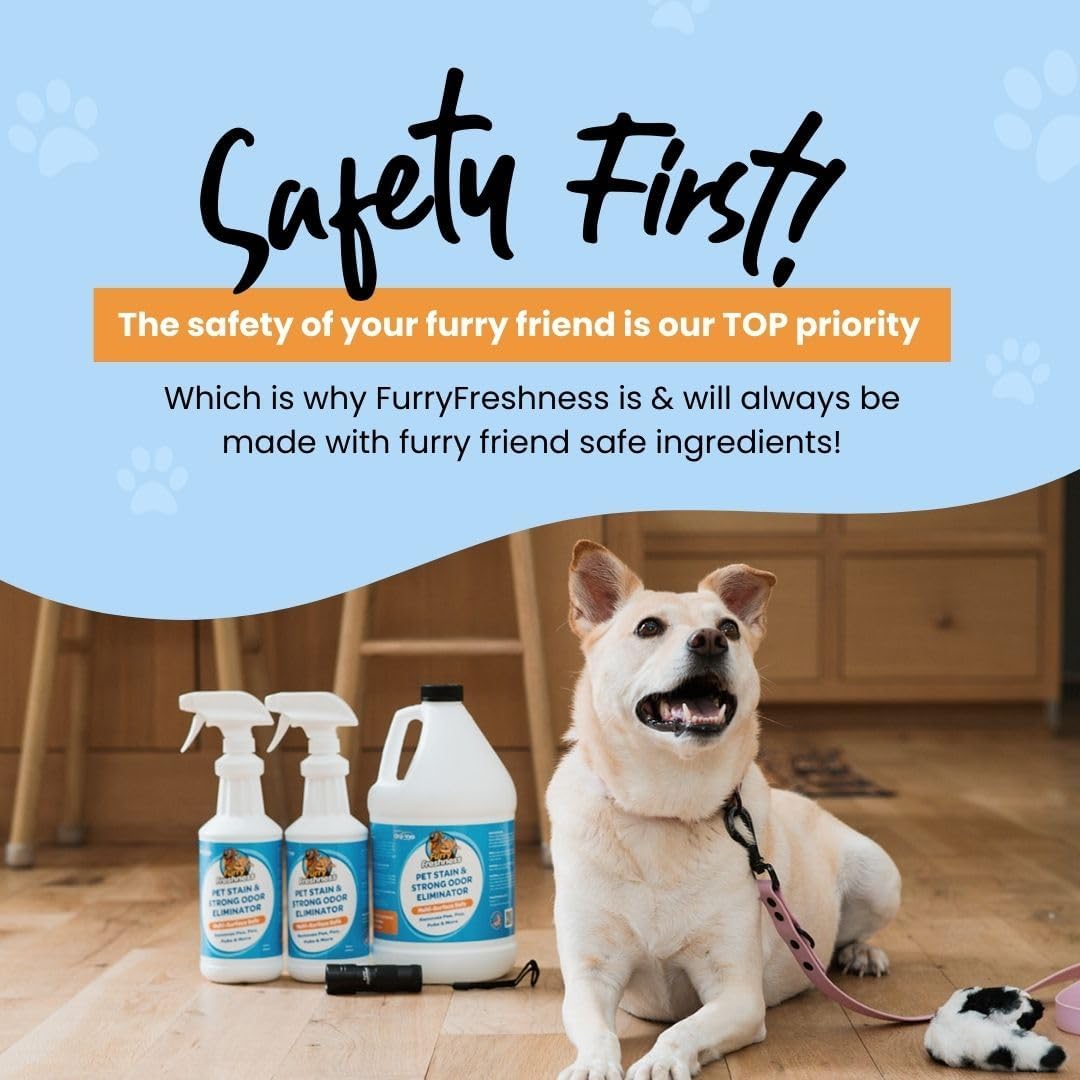 FurryFreshness Extra Strength Cat or Dog Pee Stain & Permanent Odor Remover + Smell Eliminator -Removes Stains from Pets & Kids Including Urine or Blood- Lifts Old Carpet Stains- 32oz Spray - Image 4