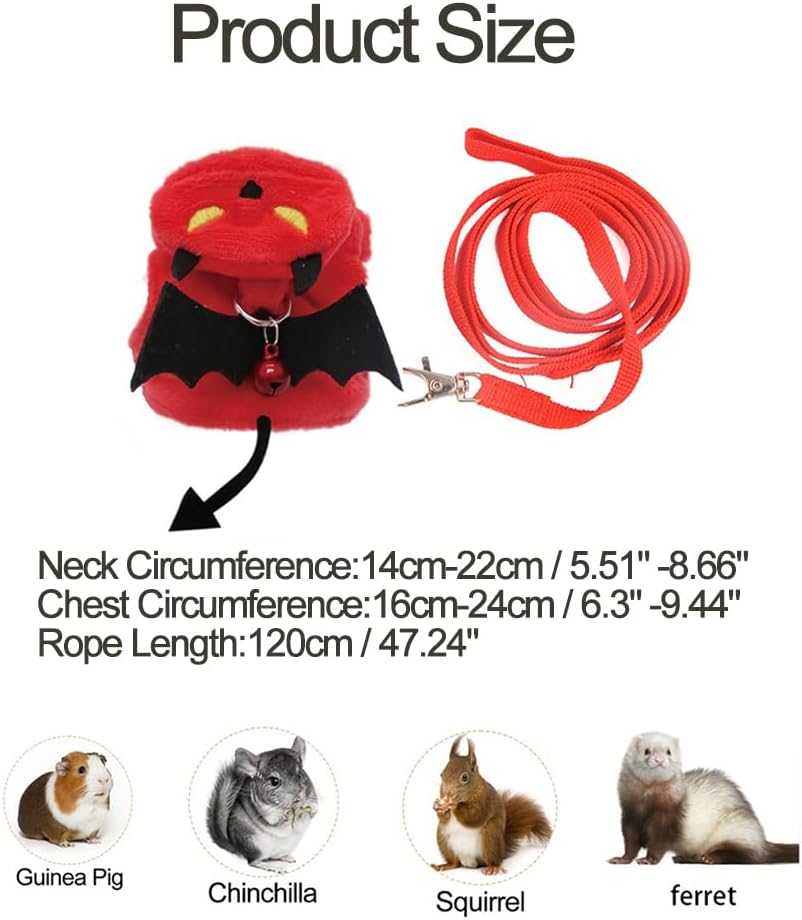Small Animal Harness and Leash Set, Adjustable Escape-Proof Ferret Harness Vest for Adult Ferret, Meerkat, King Squirrel & Fancy Rat, Soft Comfortable Pet Walking Harness with Red Leash - Image 4