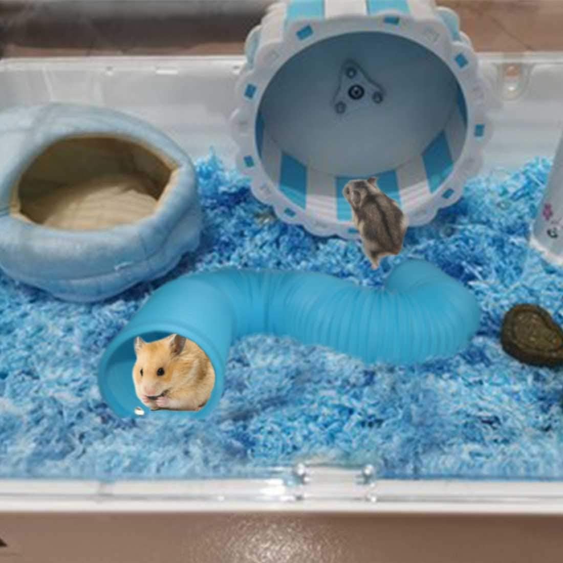 PINVNBY Hamster Fun Tunnels Pet Mouse Plastic Tube Toys Small Animal Foldable Exercising Training Hideout Tunnels for Guinea Pigs,Gerbils,Rats,Mice,Ferrets and Other Small Animals(2 PCS Blue) - Image 2