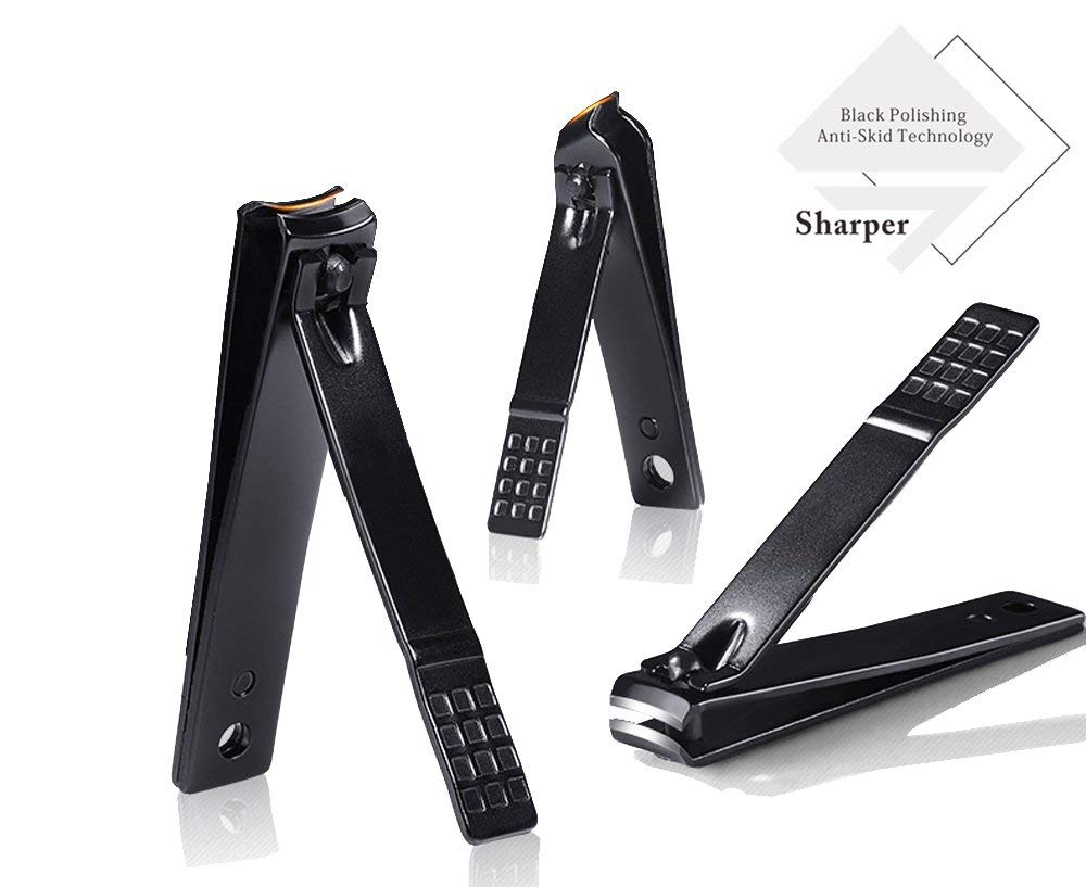 Professional Stainless Steel Nail Clipper Travel & Grooming Kit Nail Tools Manicure & Pedicure Set of 15pcs with Luxurious Case (Black/Yellow) - Image 5