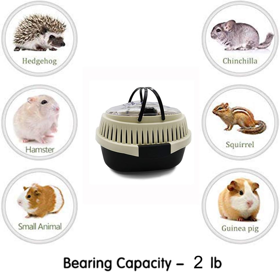 Black Travel Small Animals Hamster Hedgehog Guinea Pig Cage Carrier for Hamsters Hedgehogs Ferret Bird Parrot Guinea Pig Travel Carrier Cage with Handle Breathable Small Animal Guinea Pig Cage Carrier - Image 5