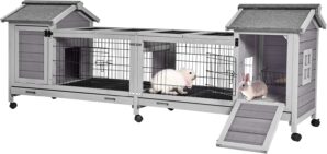 Wooden Rabbit Hutch with Wheels, In...