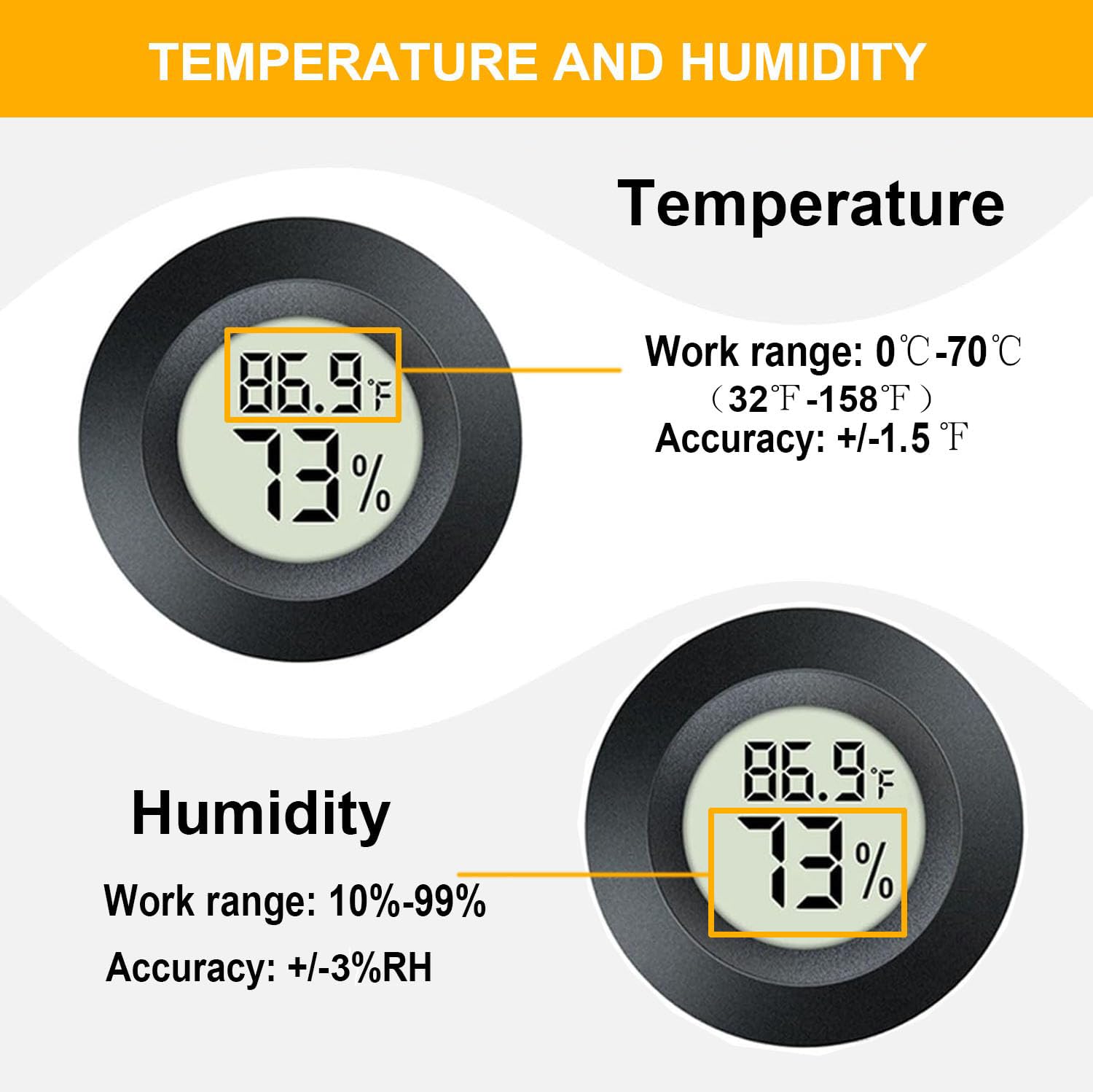JEDEW 2 Pack Hygrometer Thermometer Digital Humidity Meter Indoor/Outdoor Humidity Monitor Reptile Thermo-Hygrometer for Greenhouse Humidors Terrarium Jars, Fahrenheit (℉) /Celsius(℃) (2) - Image 3